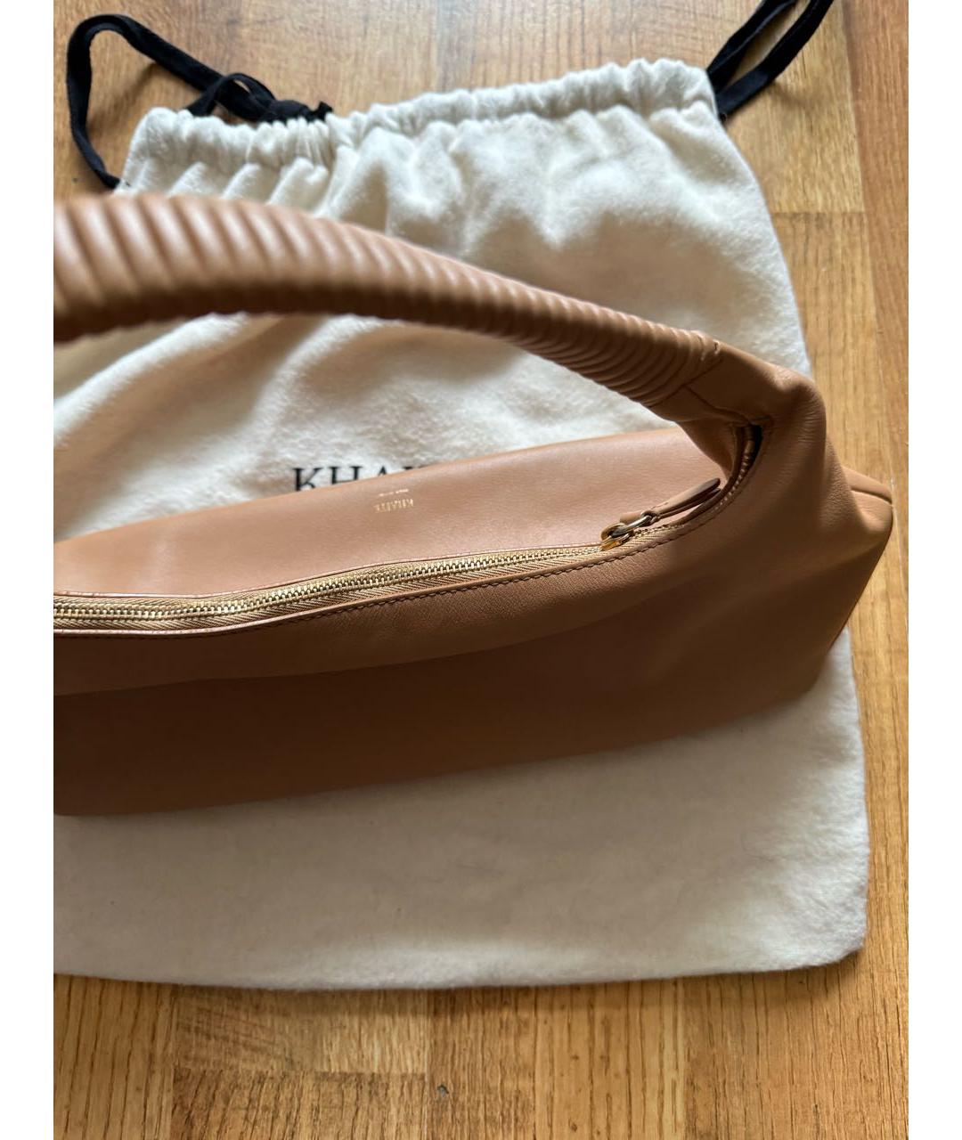 KHAITE Бежевая кожаная сумка с короткими ручками, фото 2