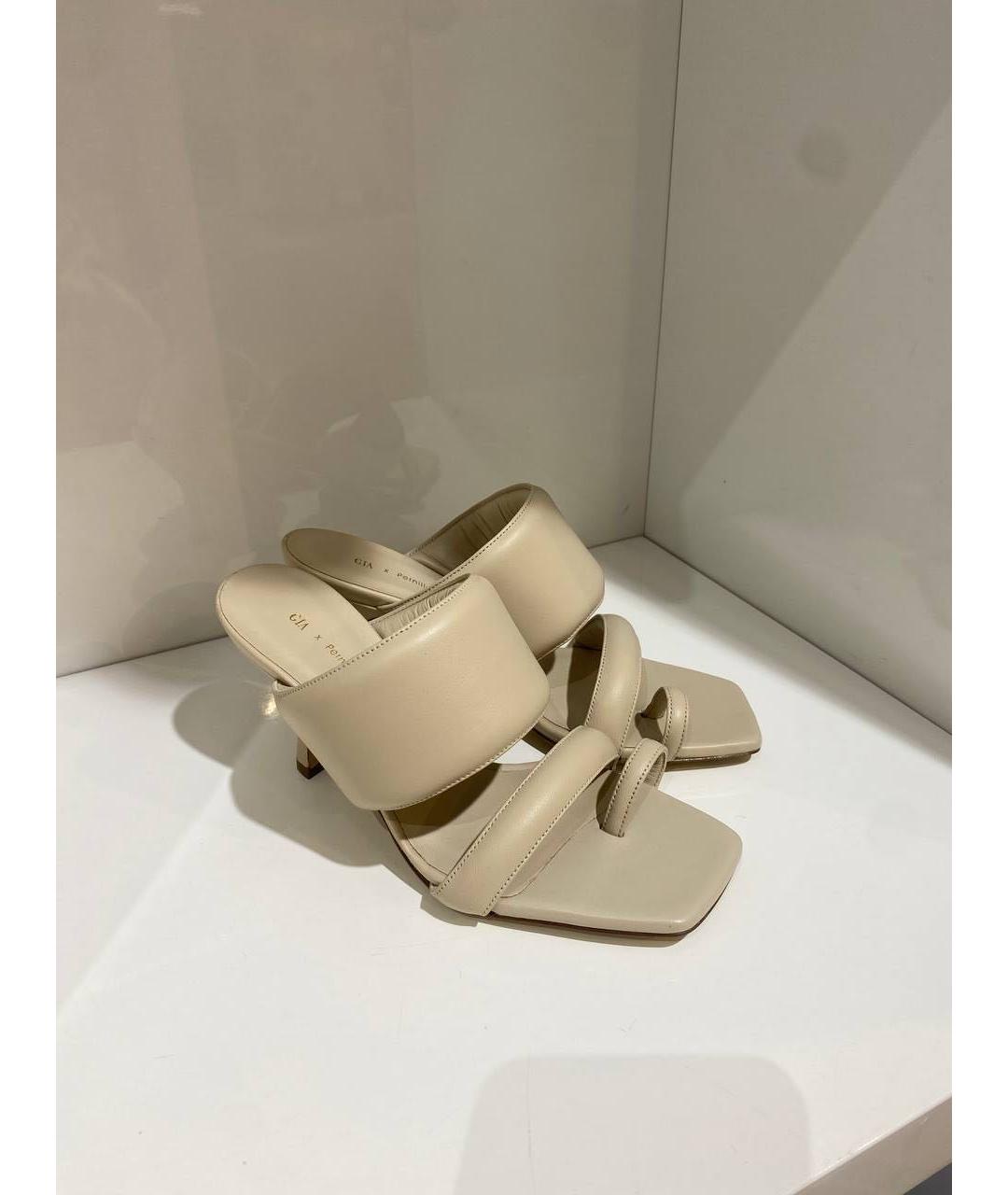 GIABORGHINI Бежевые кожаные мюли, фото 2