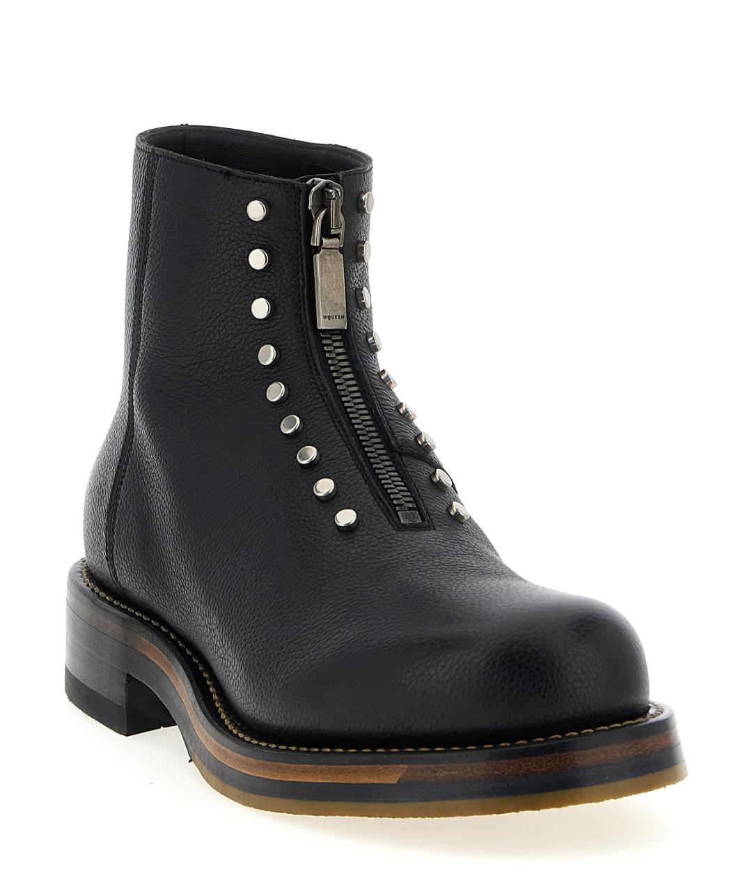 ALEXANDER MCQUEEN Черные кожаные высокие ботинки, фото 2