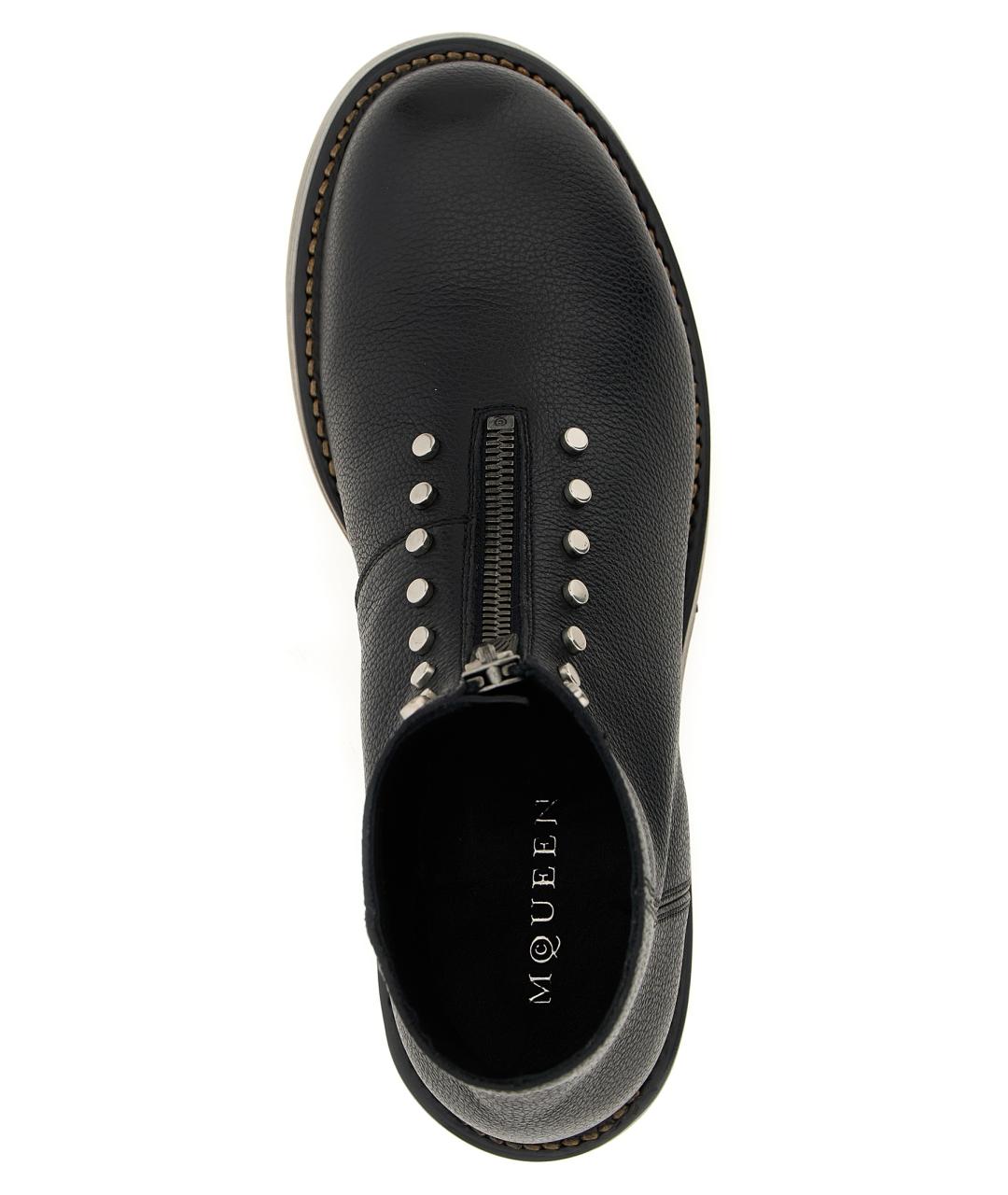 ALEXANDER MCQUEEN Черные кожаные высокие ботинки, фото 4