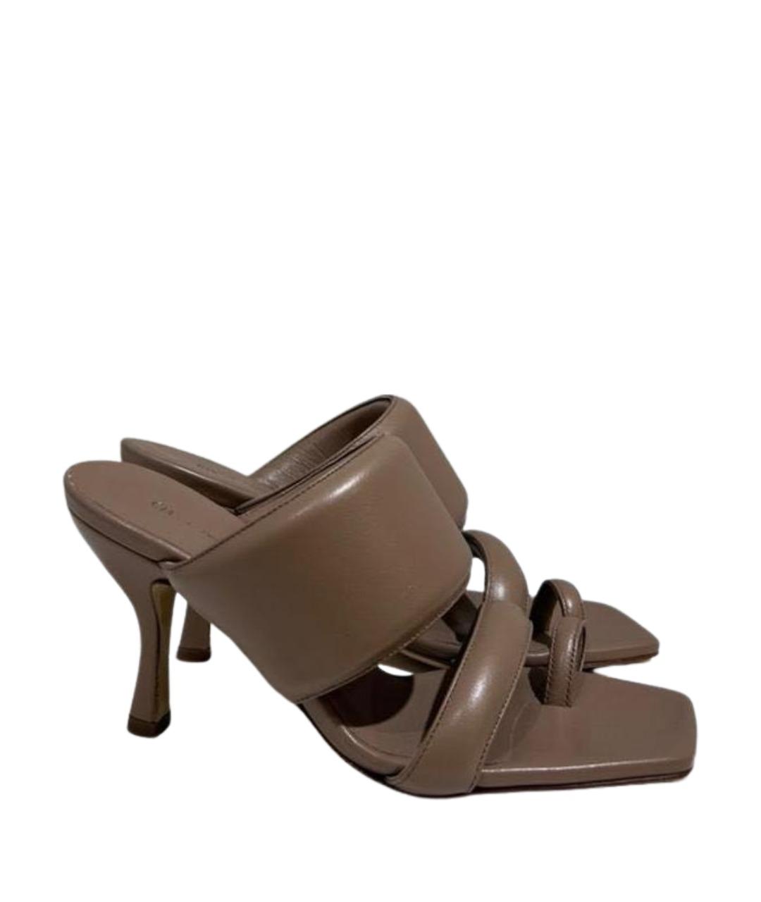 GIABORGHINI Коричневые кожаные мюли, фото 1