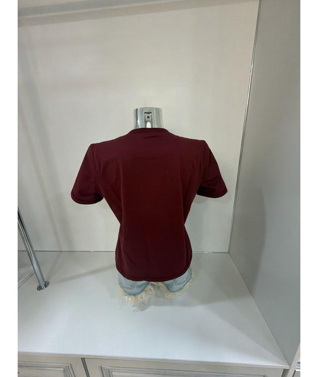 HERMES Бордовая хлопко-эластановая футболка, фото 2