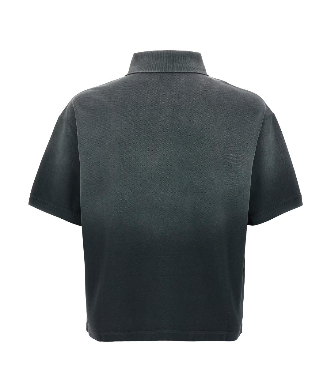 ALEXANDER MCQUEEN Серое хлопковое поло с коротким рукавом, фото 2