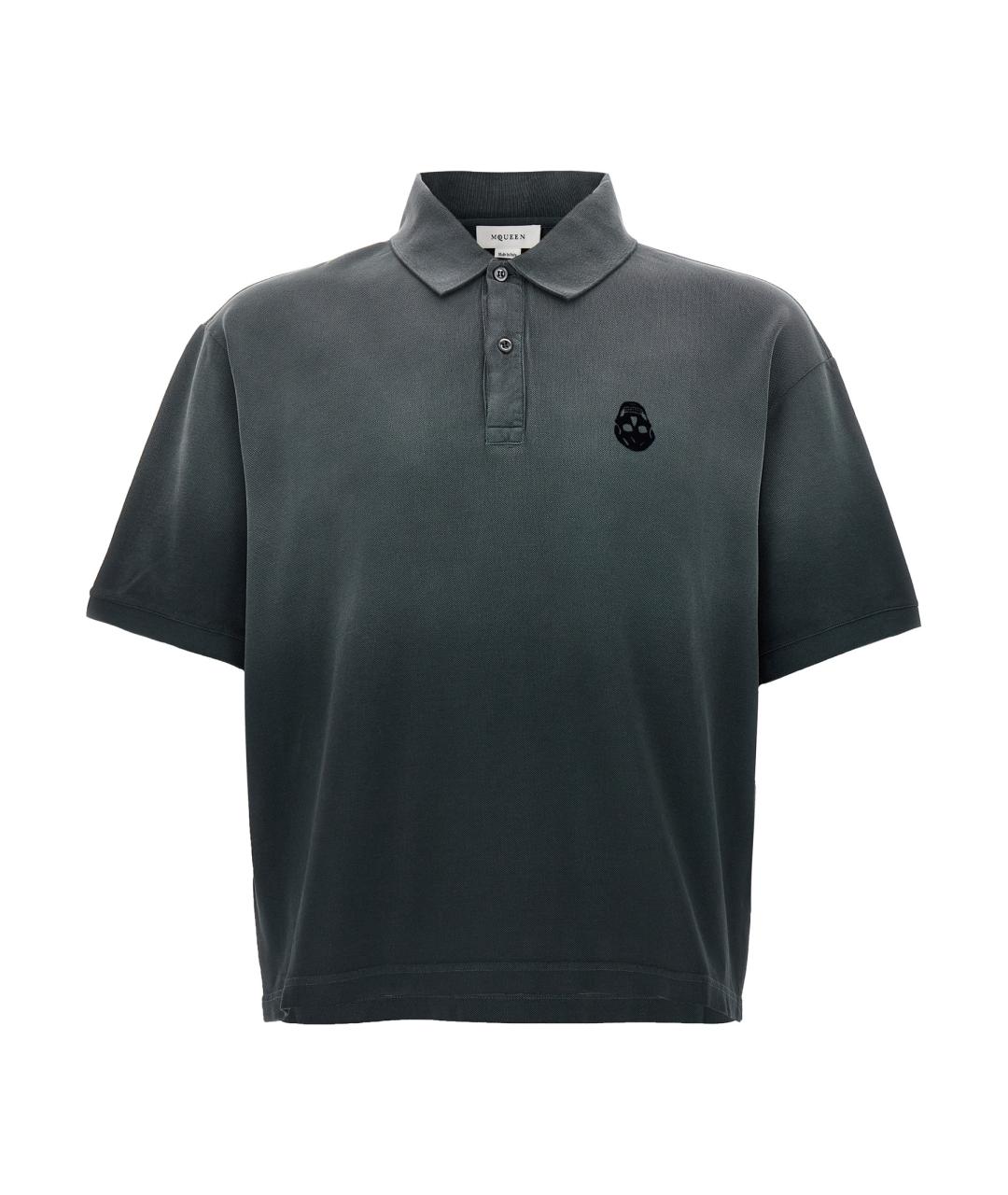 ALEXANDER MCQUEEN Серое хлопковое поло с коротким рукавом, фото 1