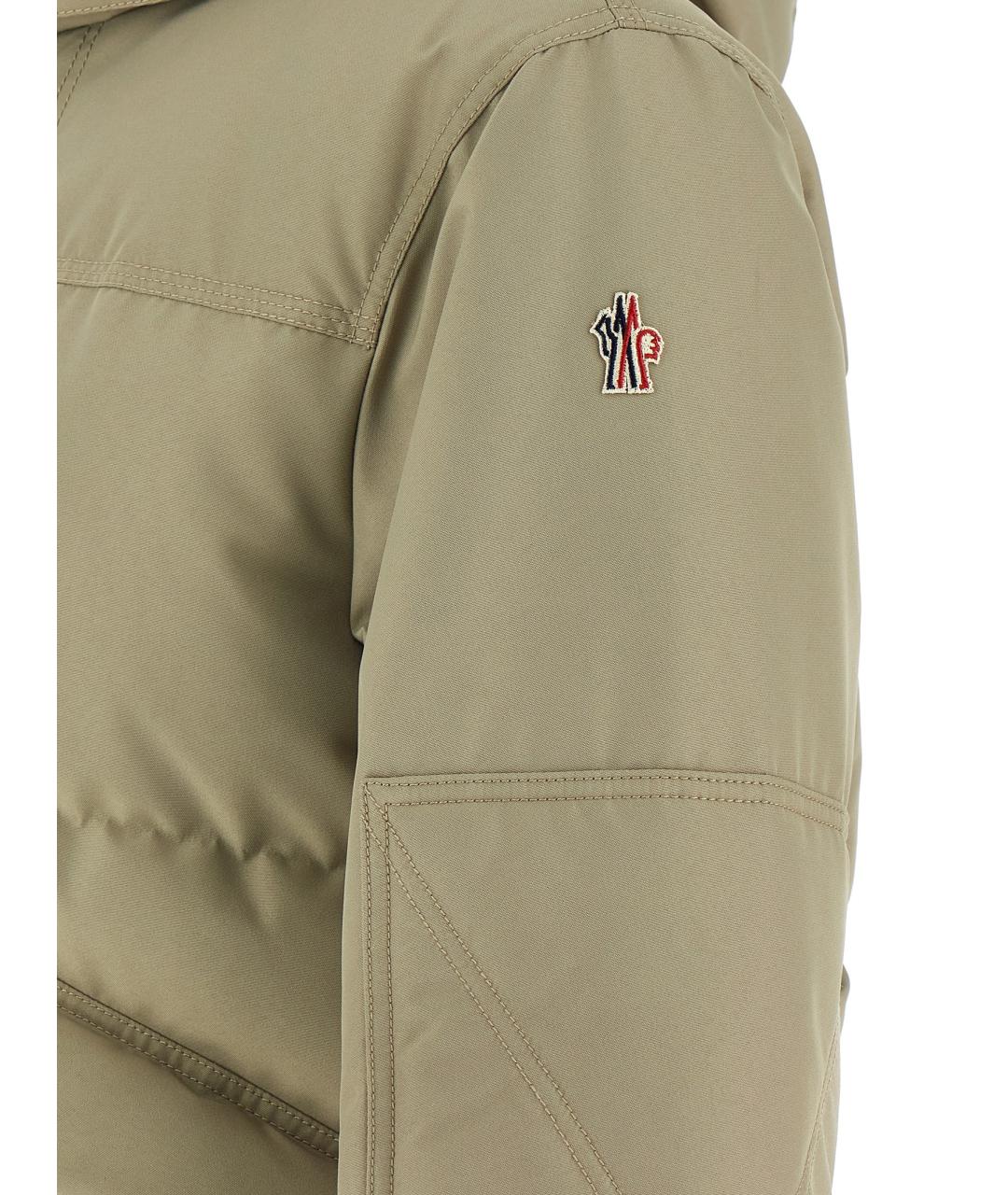 MONCLER GRENOBLE Бежевый полиэстеровый пуховик, фото 5