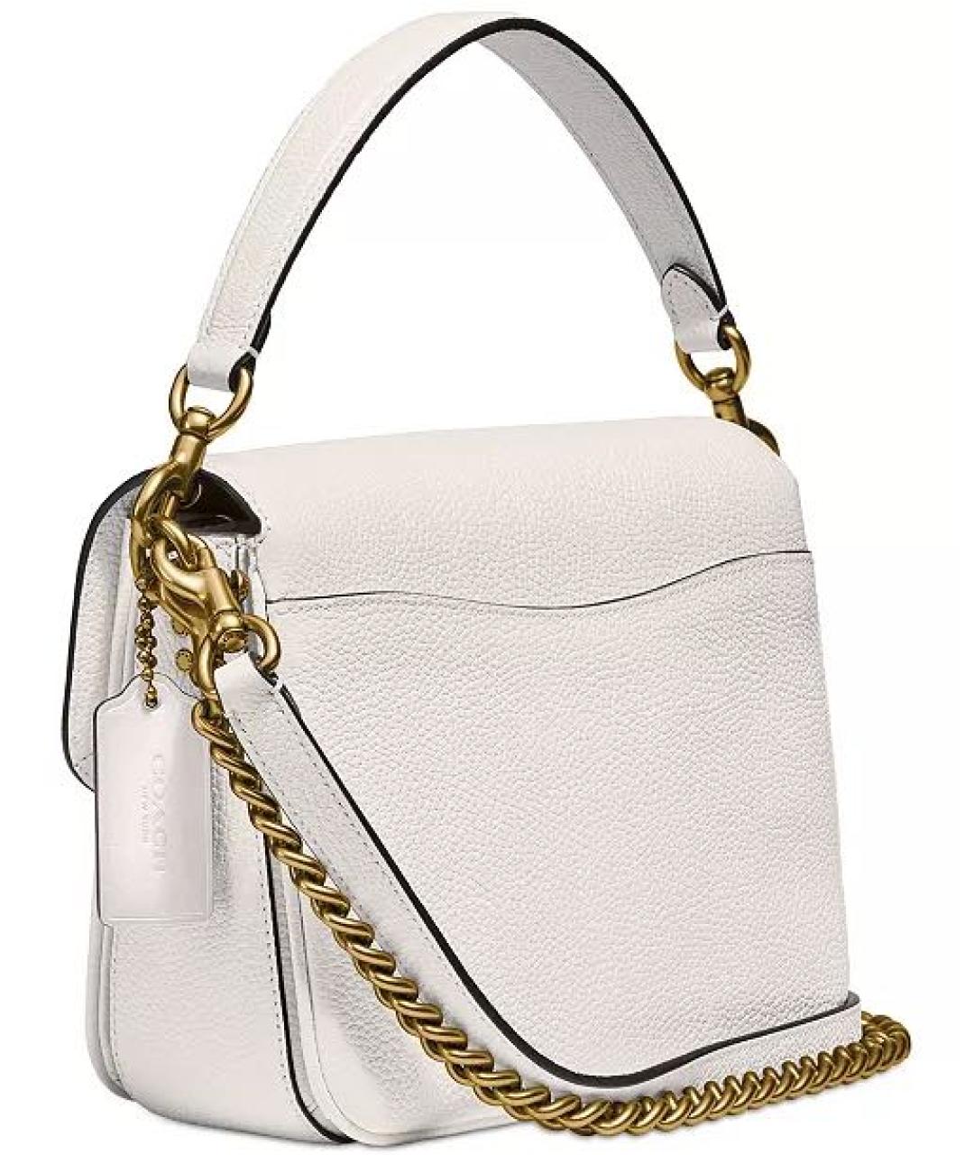 COACH Бежевая кожаная сумка с короткими ручками, фото 2