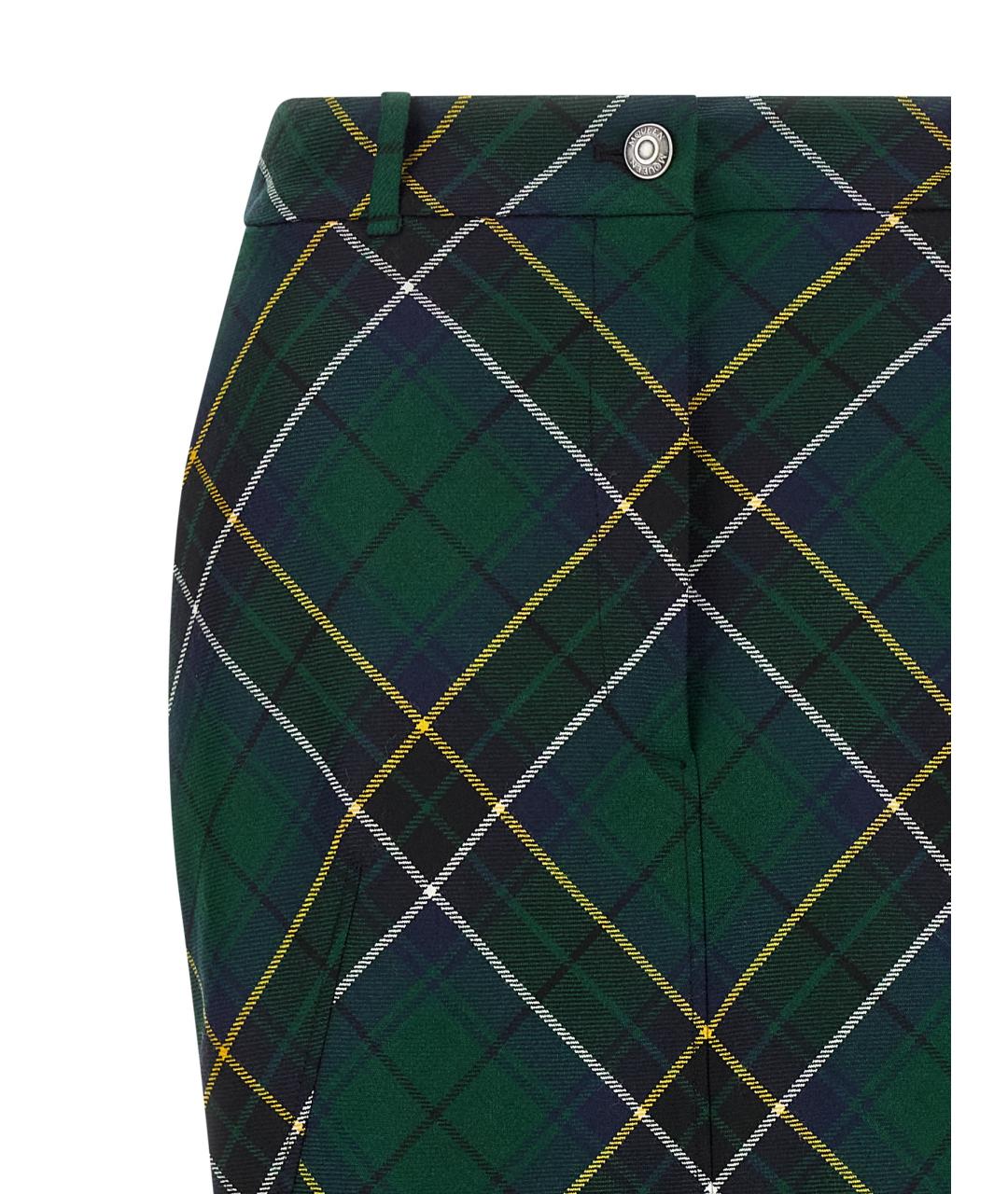 ALEXANDER MCQUEEN Зеленая шерстяная юбка миди, фото 3