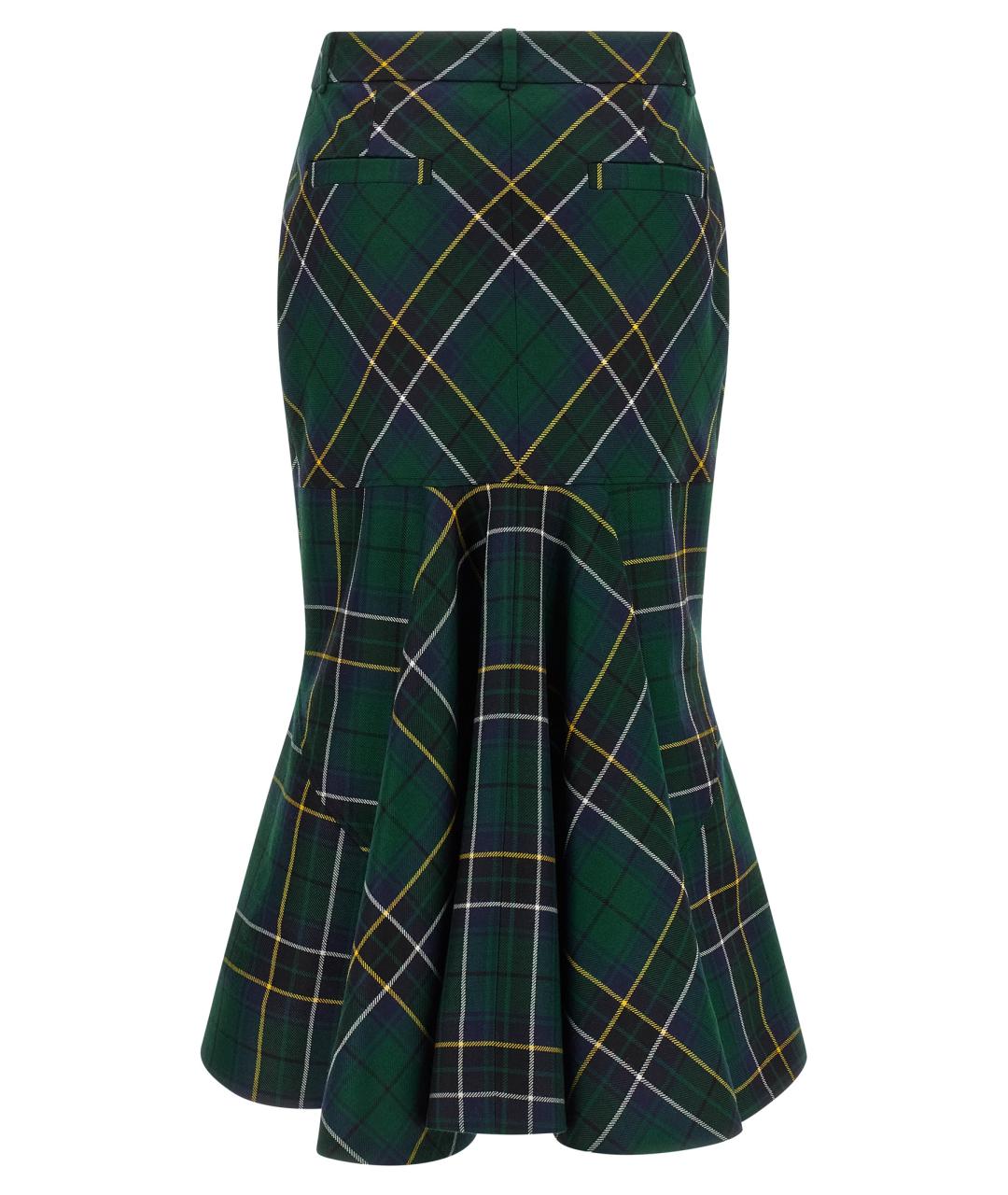 ALEXANDER MCQUEEN Зеленая шерстяная юбка миди, фото 2