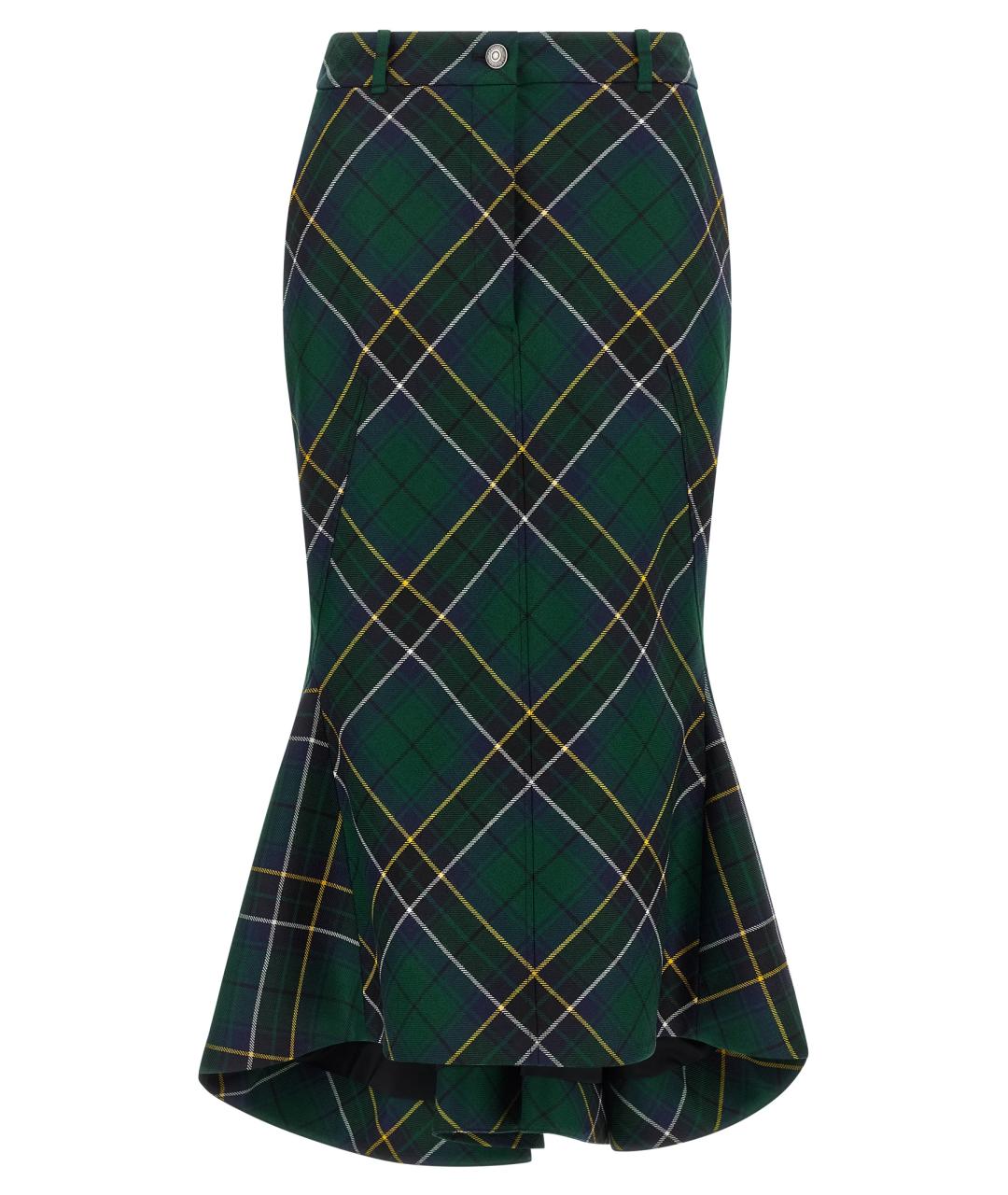ALEXANDER MCQUEEN Зеленая шерстяная юбка миди, фото 1