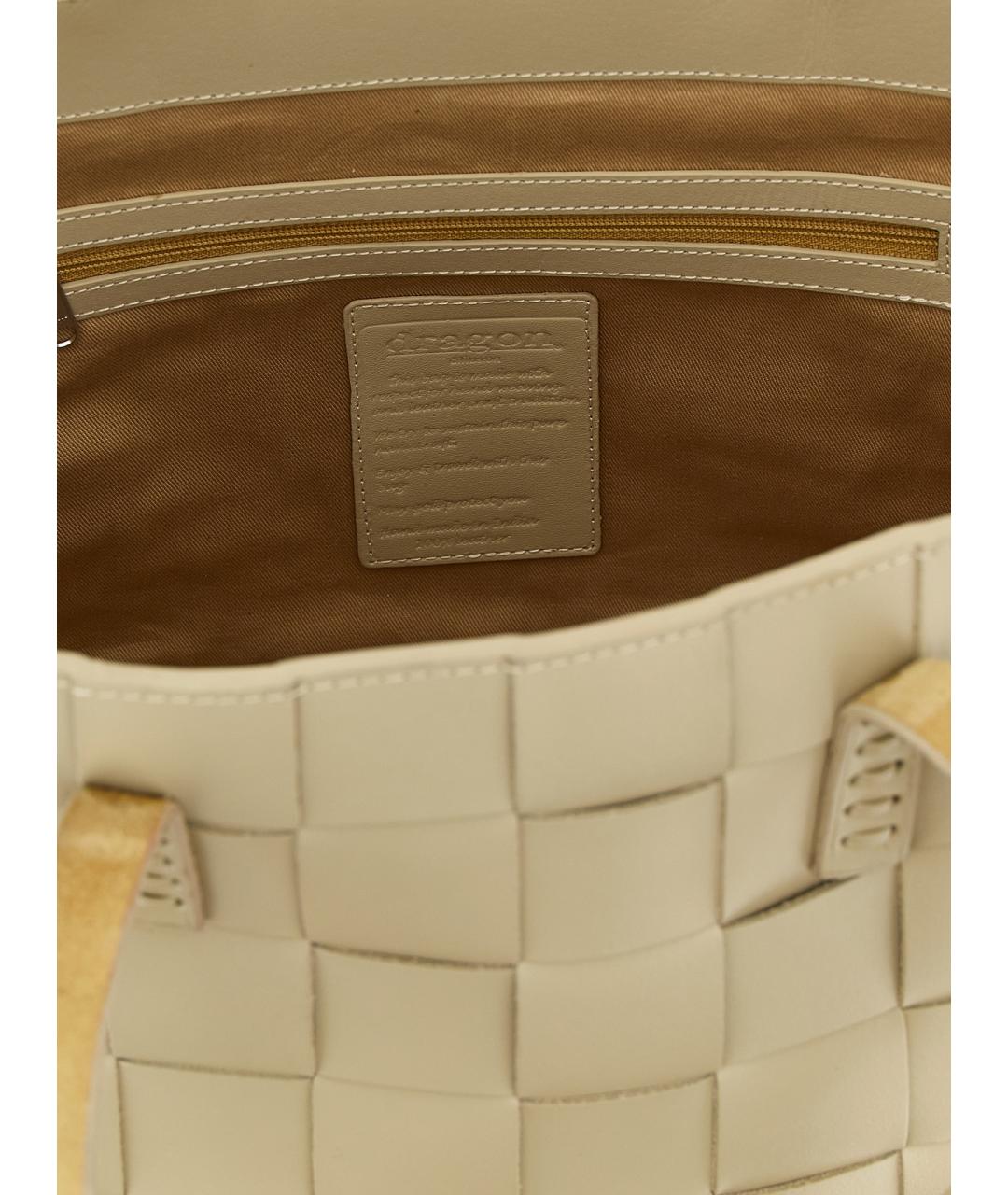 Dragon Diffusion Бежевая кожаная сумка тоут, фото 4