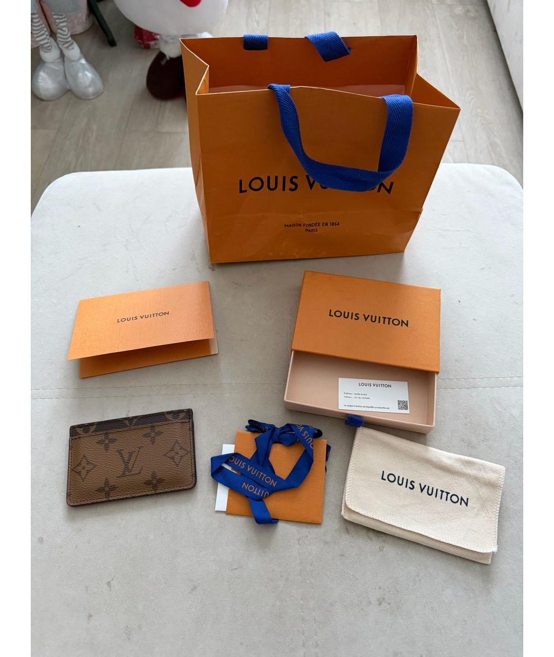 LOUIS VUITTON Коричневый кардхолдер, фото 3