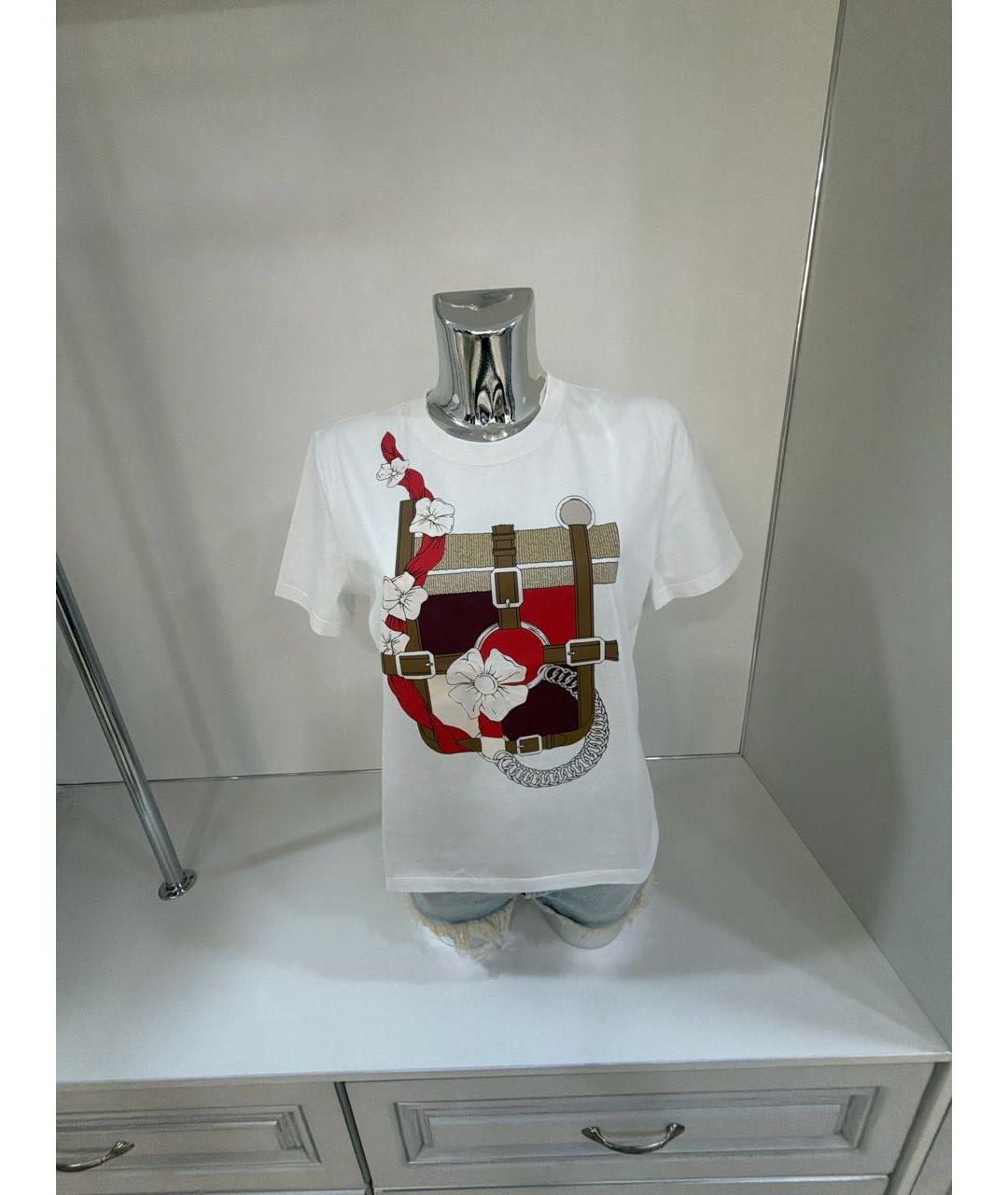 HERMES Белая хлопко-эластановая футболка, фото 5