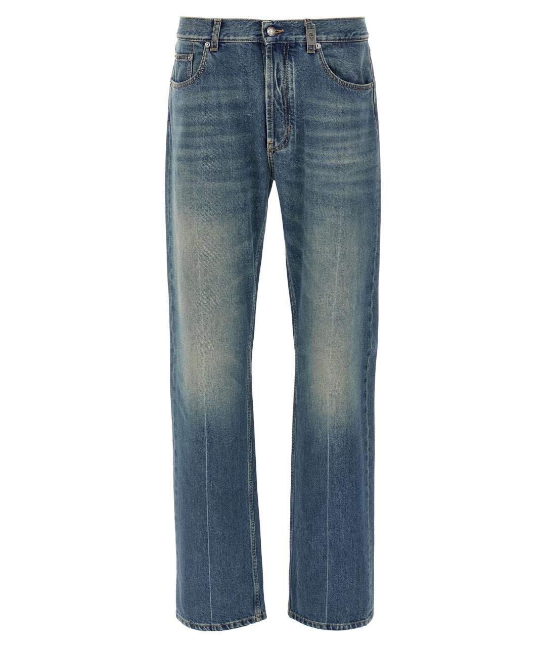 ALEXANDER MCQUEEN Синие хлопковые прямые джинсы, фото 1