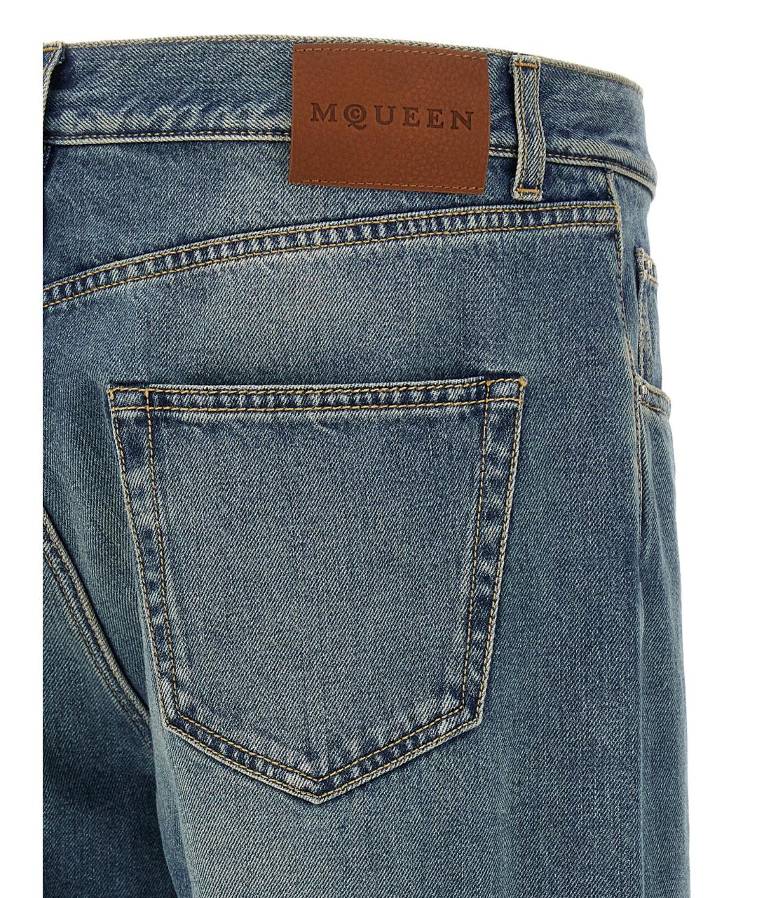 ALEXANDER MCQUEEN Синие хлопковые прямые джинсы, фото 4