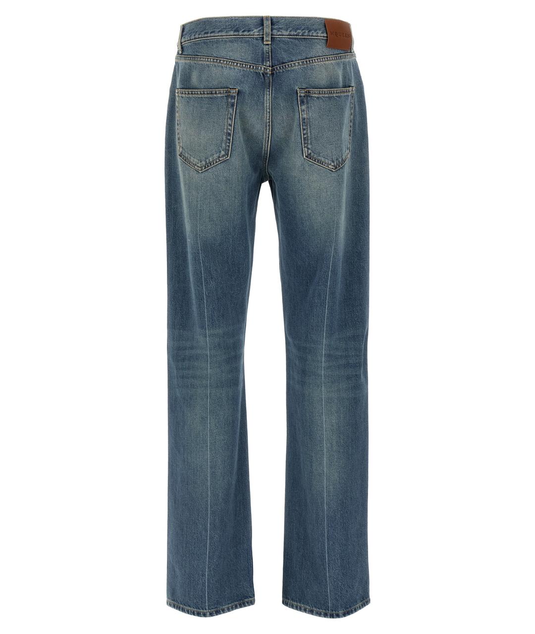 ALEXANDER MCQUEEN Синие хлопковые прямые джинсы, фото 2