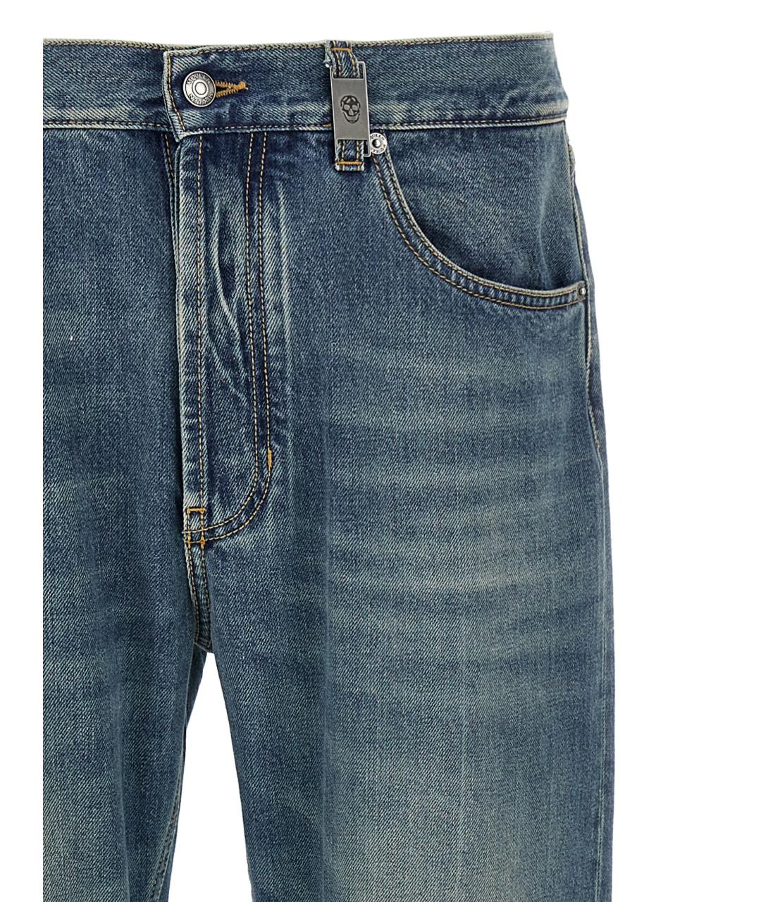 ALEXANDER MCQUEEN Синие хлопковые прямые джинсы, фото 3