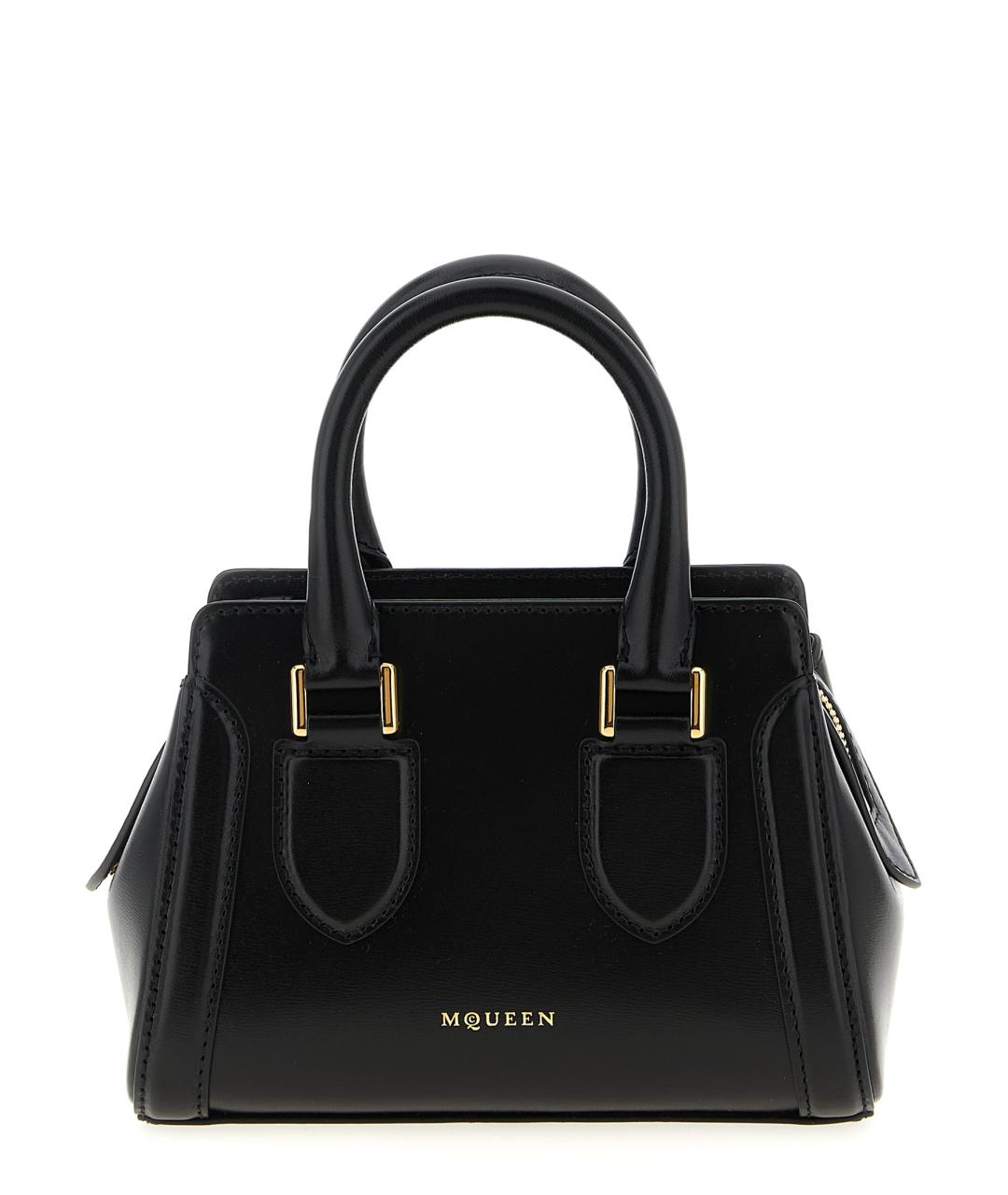 ALEXANDER MCQUEEN Черная кожаная сумка тоут, фото 1