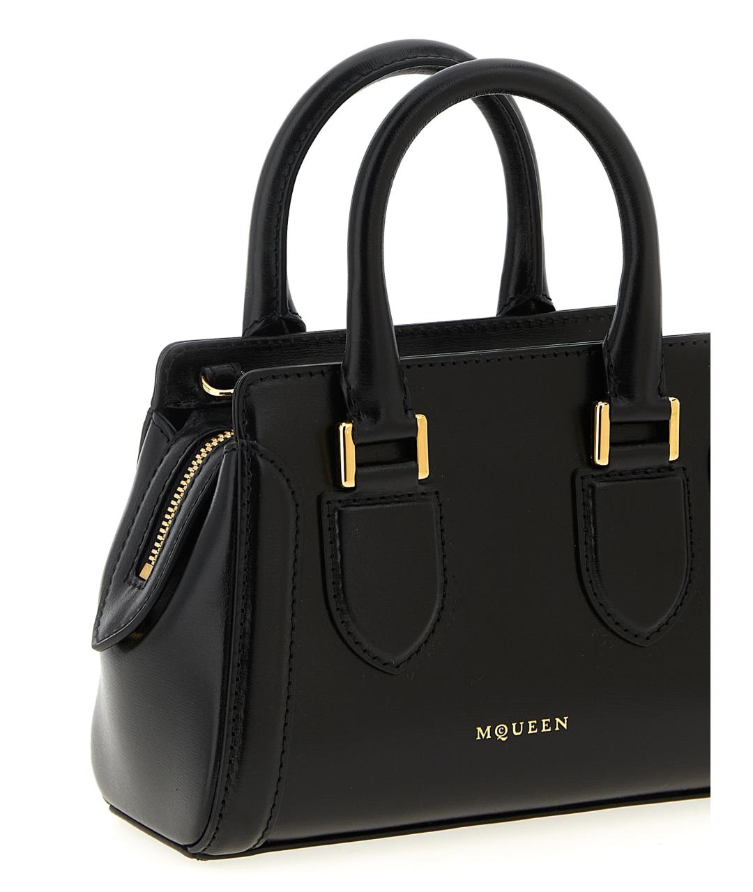 ALEXANDER MCQUEEN Черная кожаная сумка тоут, фото 3