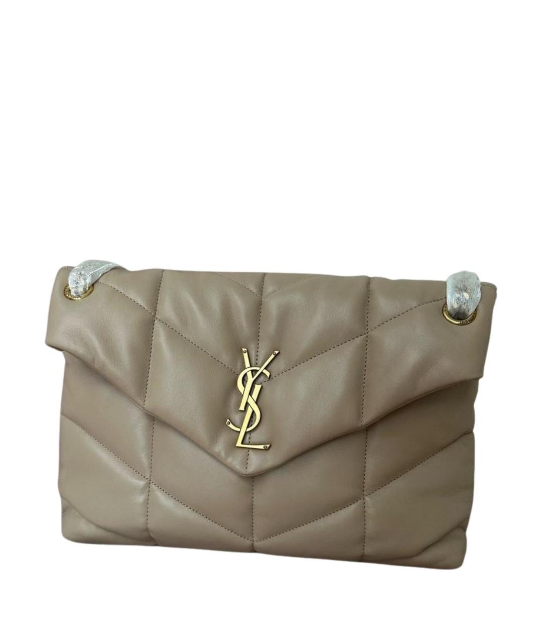 SAINT LAURENT Бежевая кожаная сумка через плечо, фото 1