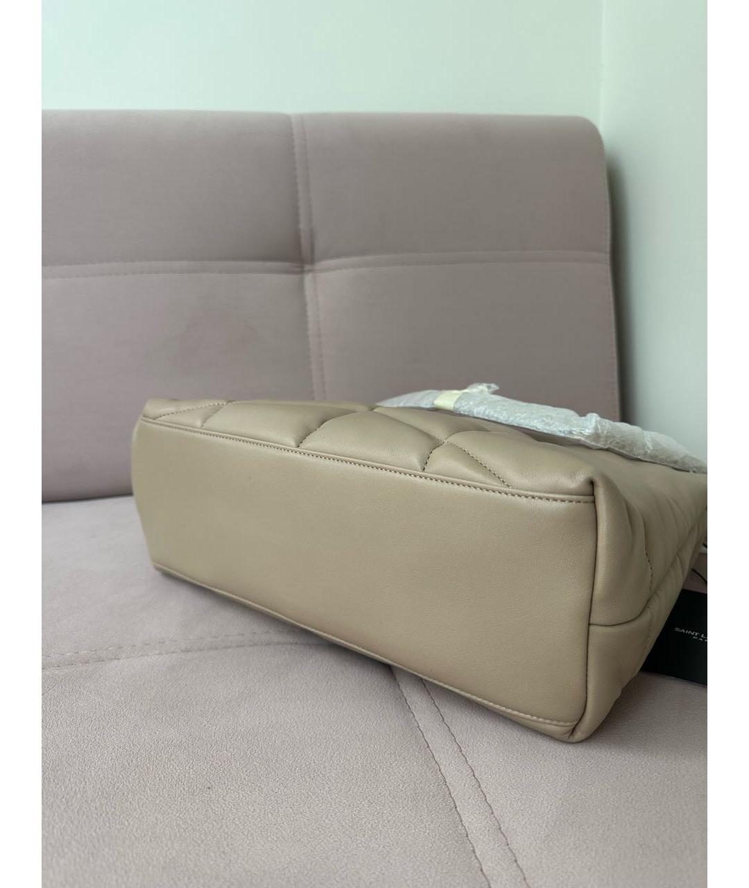 SAINT LAURENT Бежевая кожаная сумка через плечо, фото 6