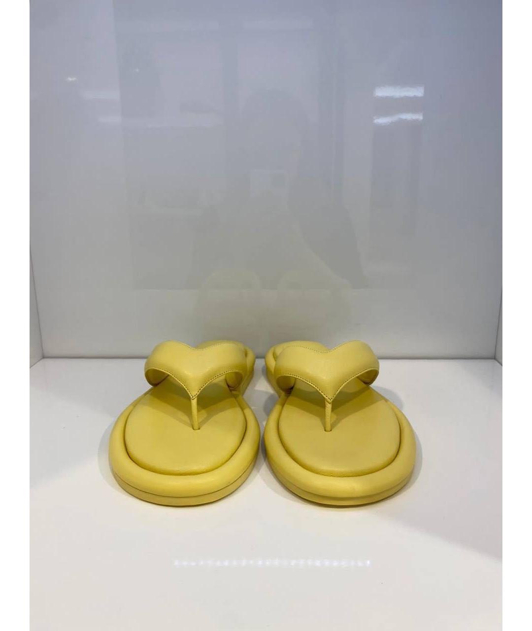 GIABORGHINI Желтые кожаные шлепанцы, фото 2