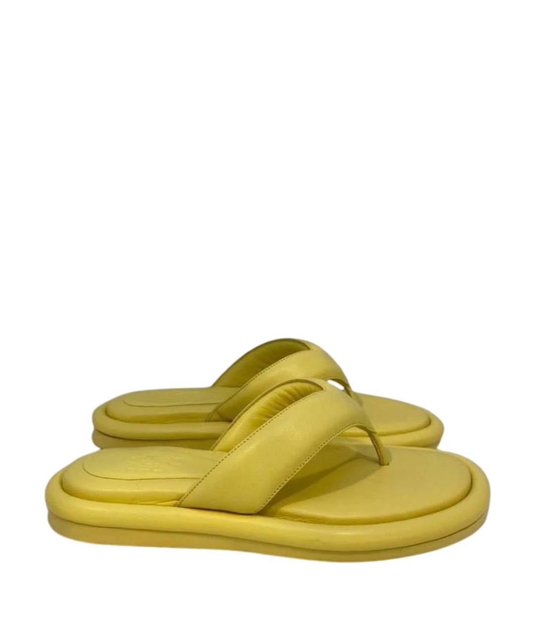 GIABORGHINI Желтые кожаные шлепанцы, фото 1
