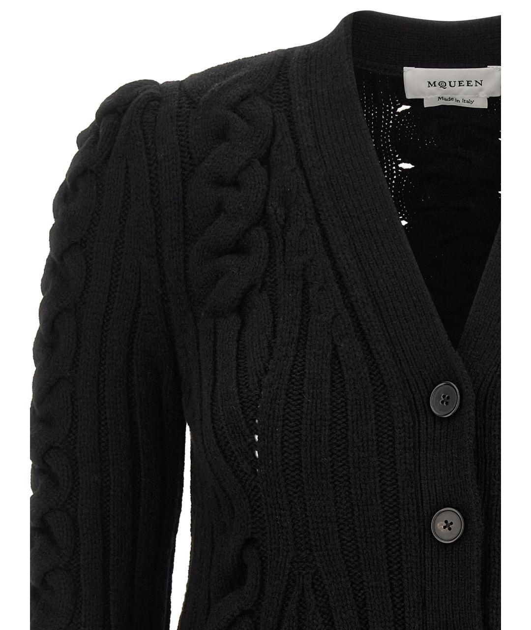 ALEXANDER MCQUEEN Черный шерстяной кардиган, фото 3