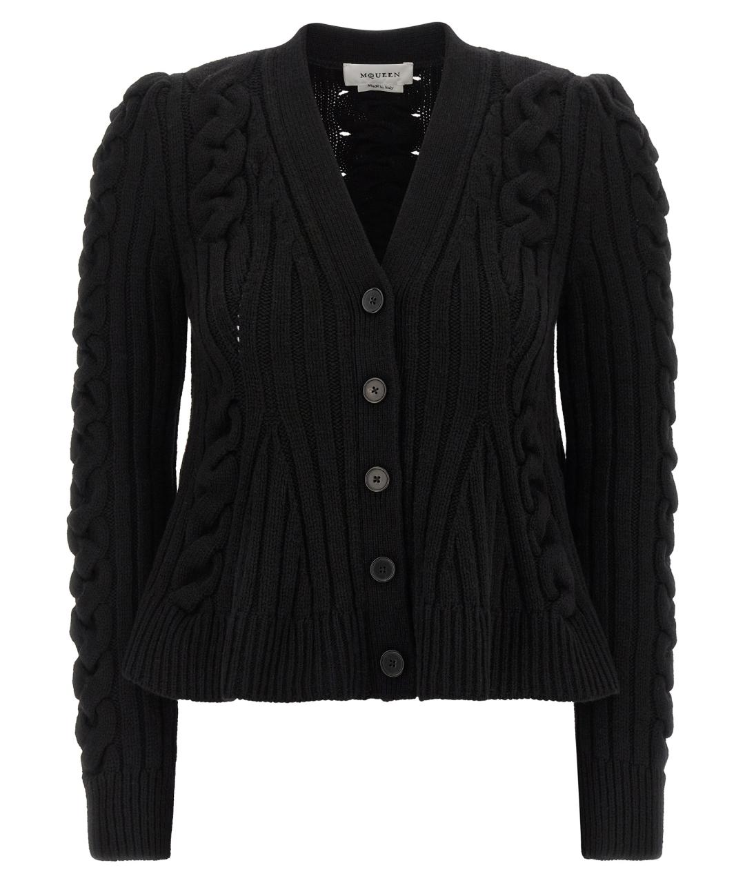 ALEXANDER MCQUEEN Черный шерстяной кардиган, фото 1