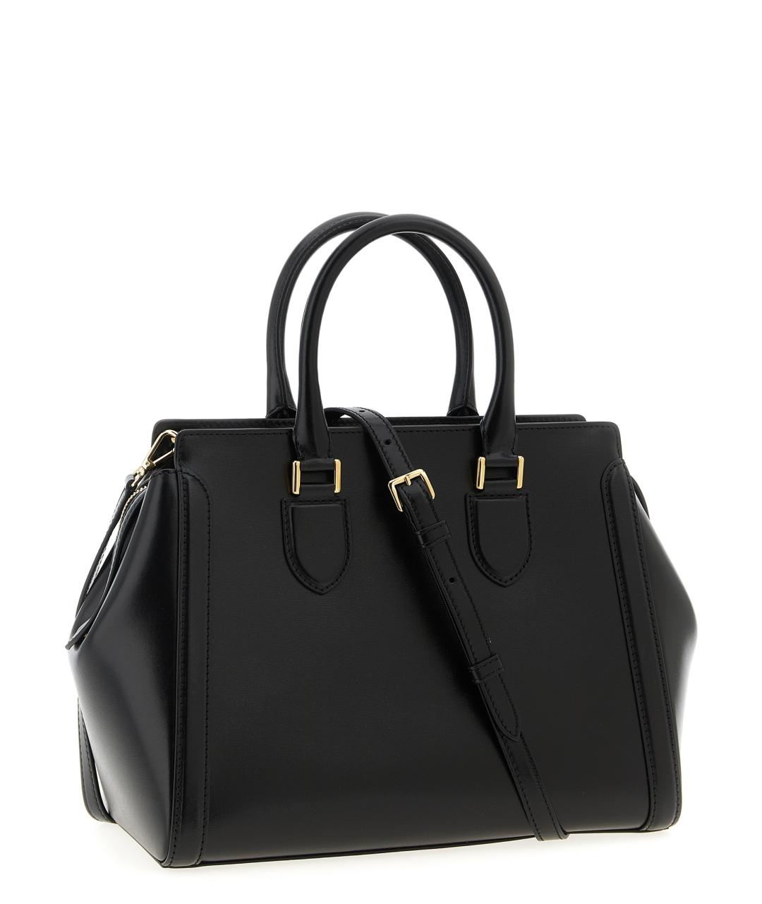 ALEXANDER MCQUEEN Черная кожаная сумка тоут, фото 3