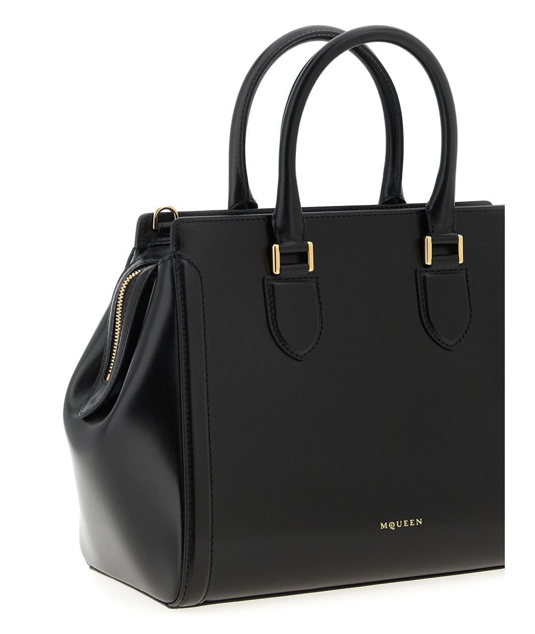 ALEXANDER MCQUEEN Черная кожаная сумка тоут, фото 2