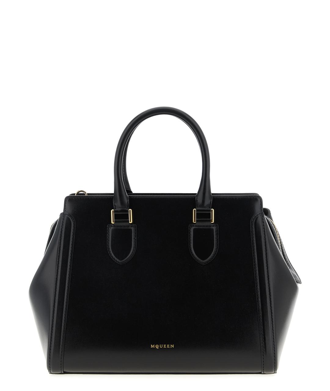 ALEXANDER MCQUEEN Черная кожаная сумка тоут, фото 1