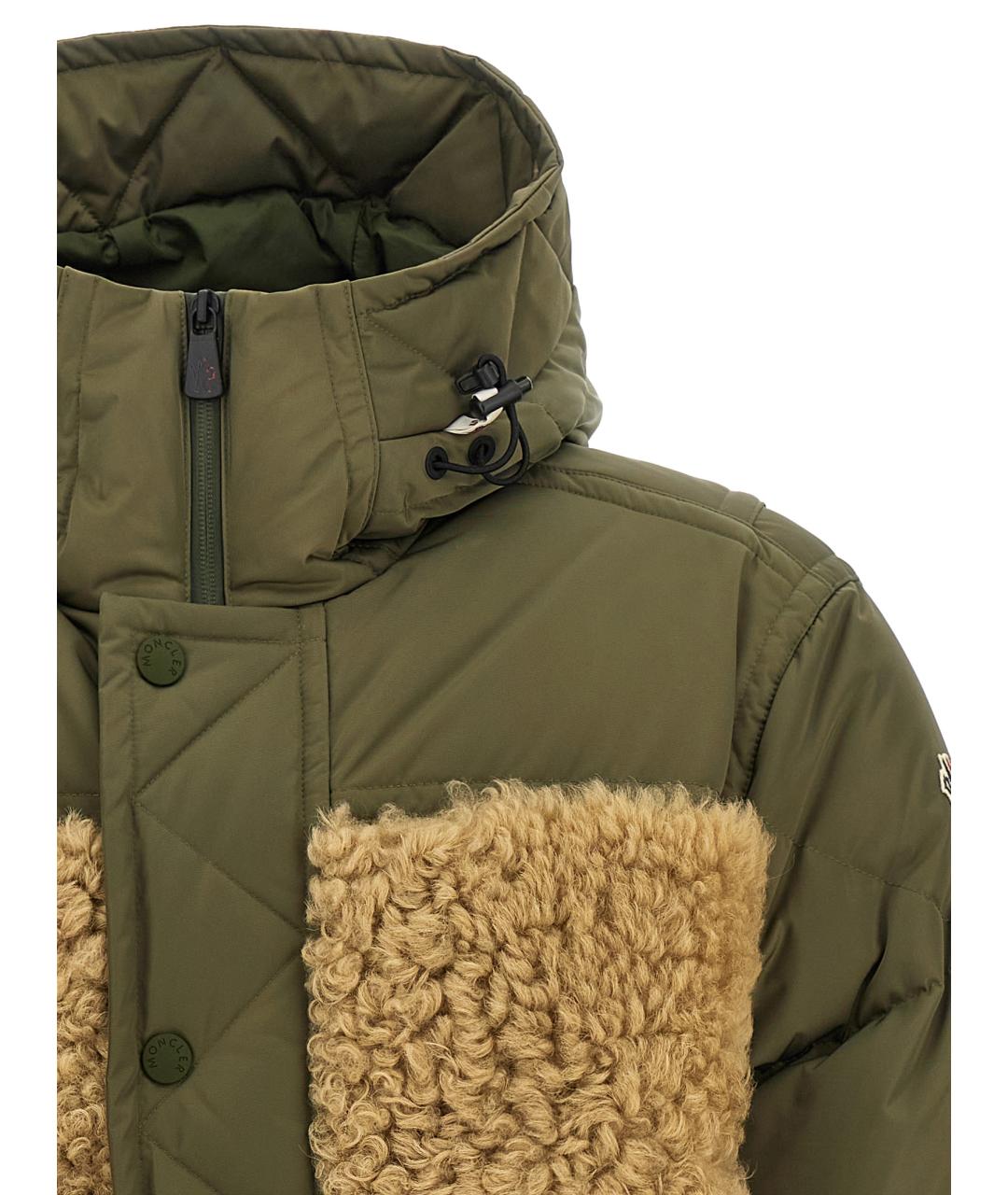 MONCLER GRENOBLE Зеленый полиамидовый пуховик, фото 3