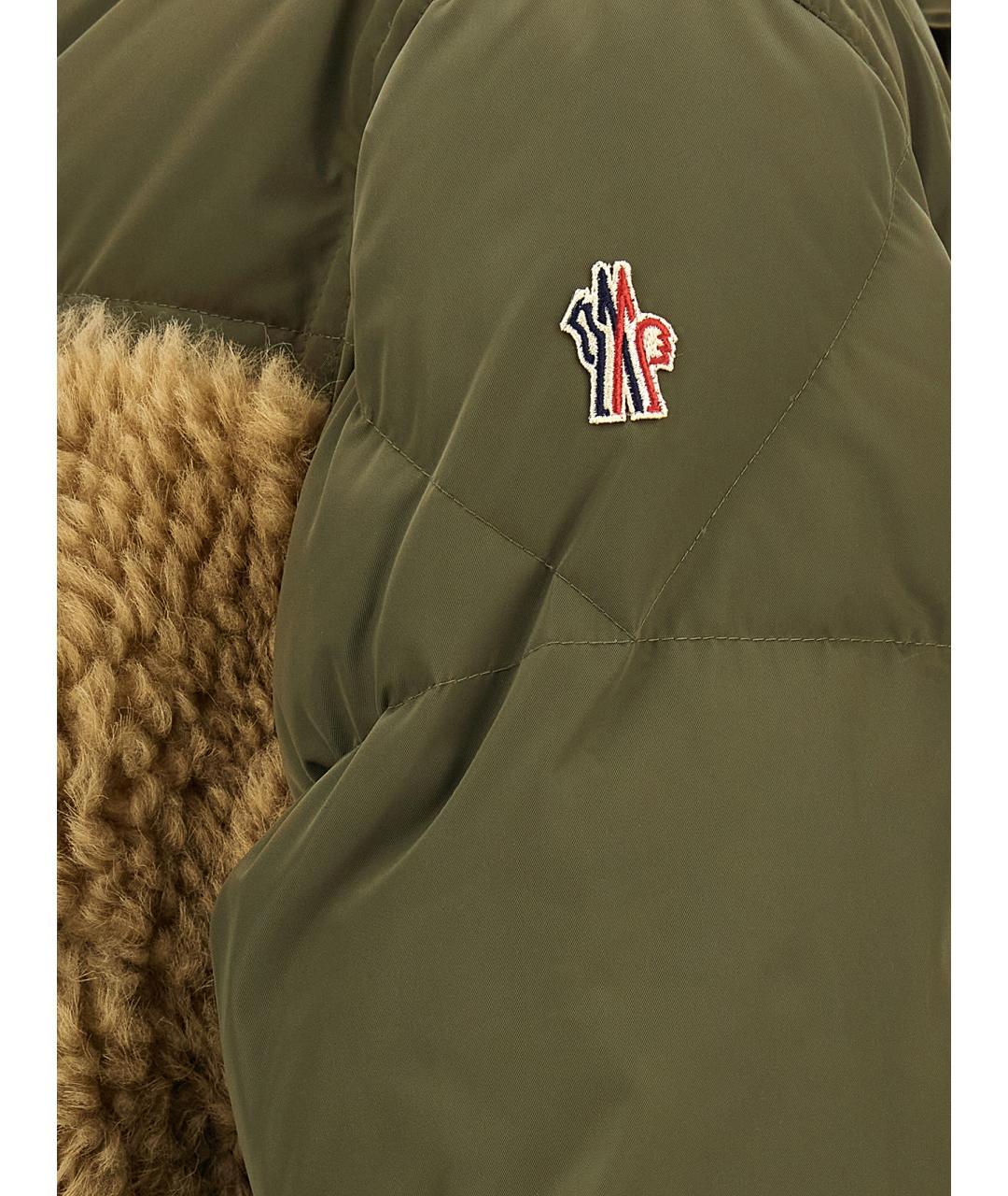 MONCLER GRENOBLE Зеленый полиамидовый пуховик, фото 4