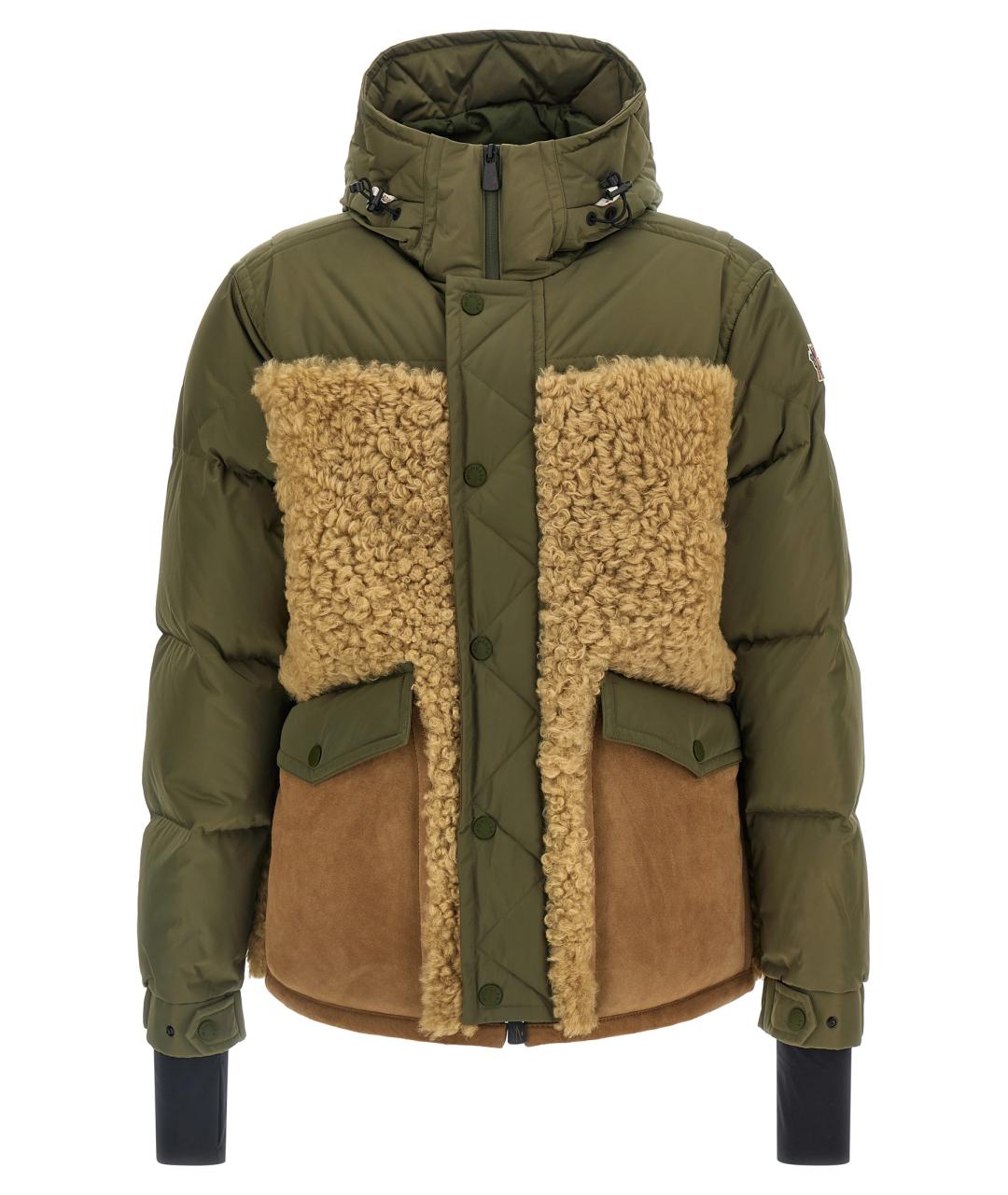 MONCLER GRENOBLE Зеленый полиамидовый пуховик, фото 1