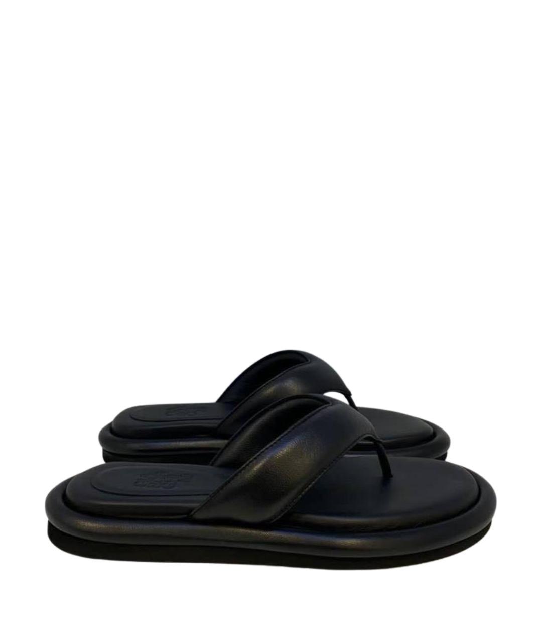 GIABORGHINI Черные кожаные шлепанцы, фото 1