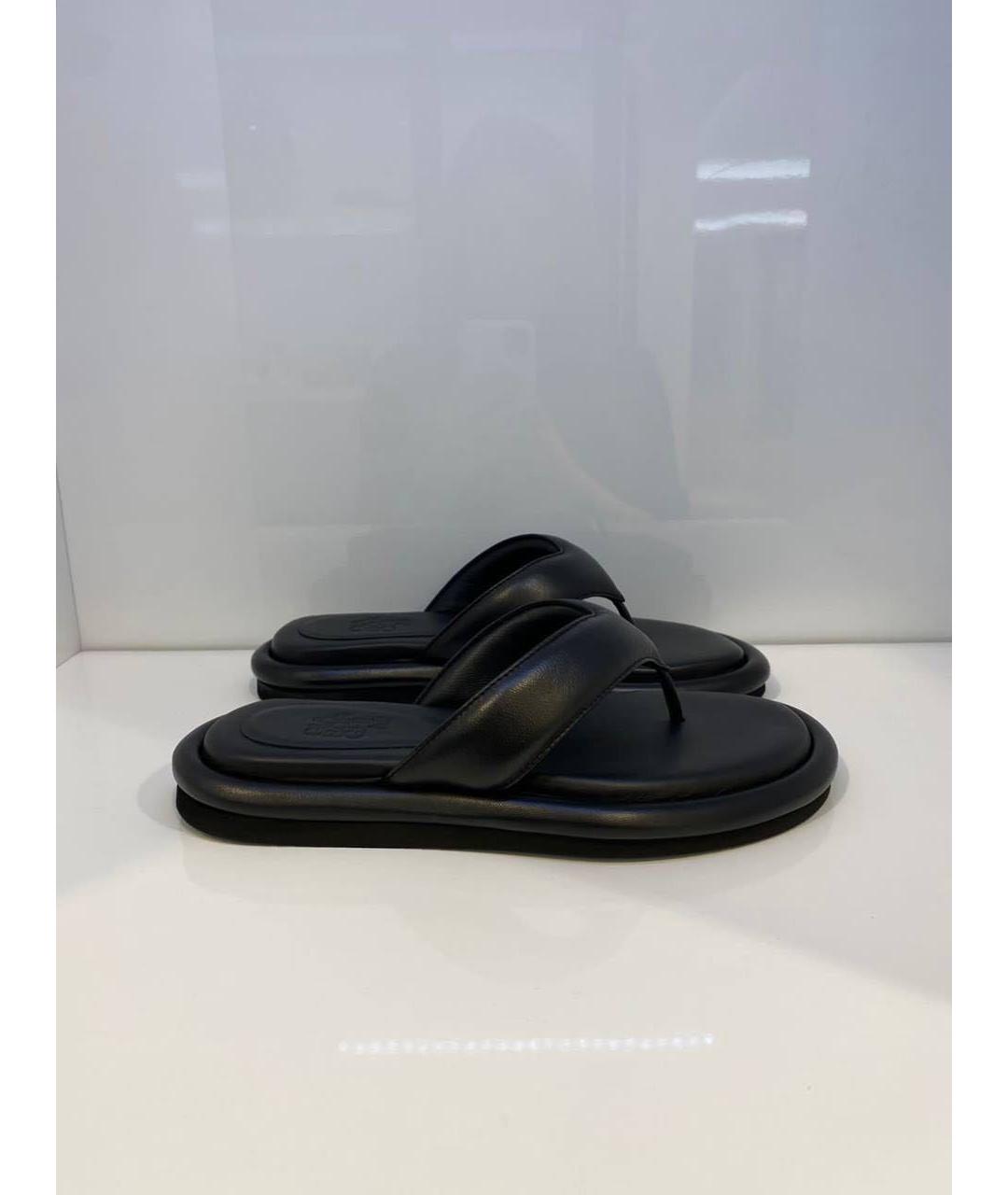 GIABORGHINI Черные кожаные шлепанцы, фото 3