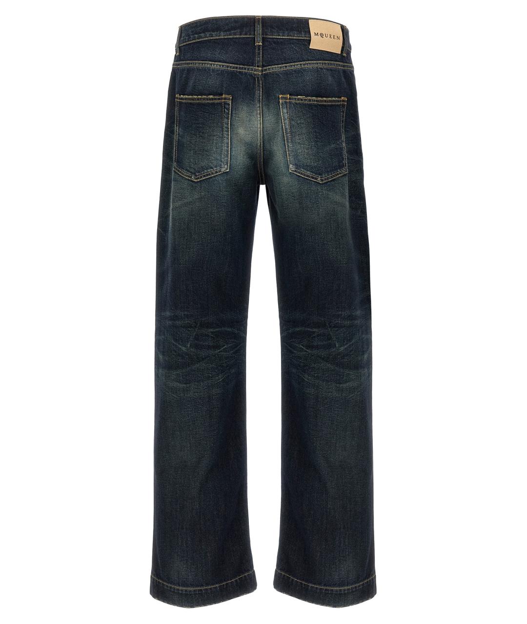 ALEXANDER MCQUEEN Синие хлопковые прямые джинсы, фото 2