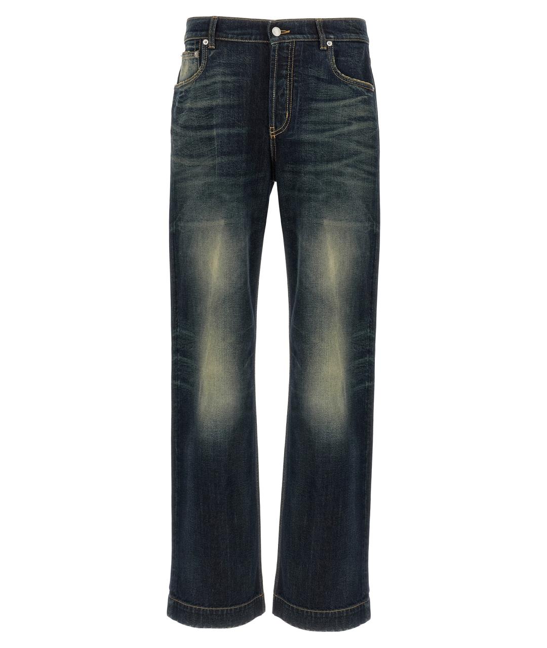 ALEXANDER MCQUEEN Синие хлопковые прямые джинсы, фото 1