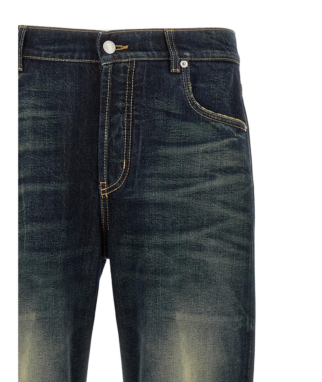 ALEXANDER MCQUEEN Синие хлопковые прямые джинсы, фото 3