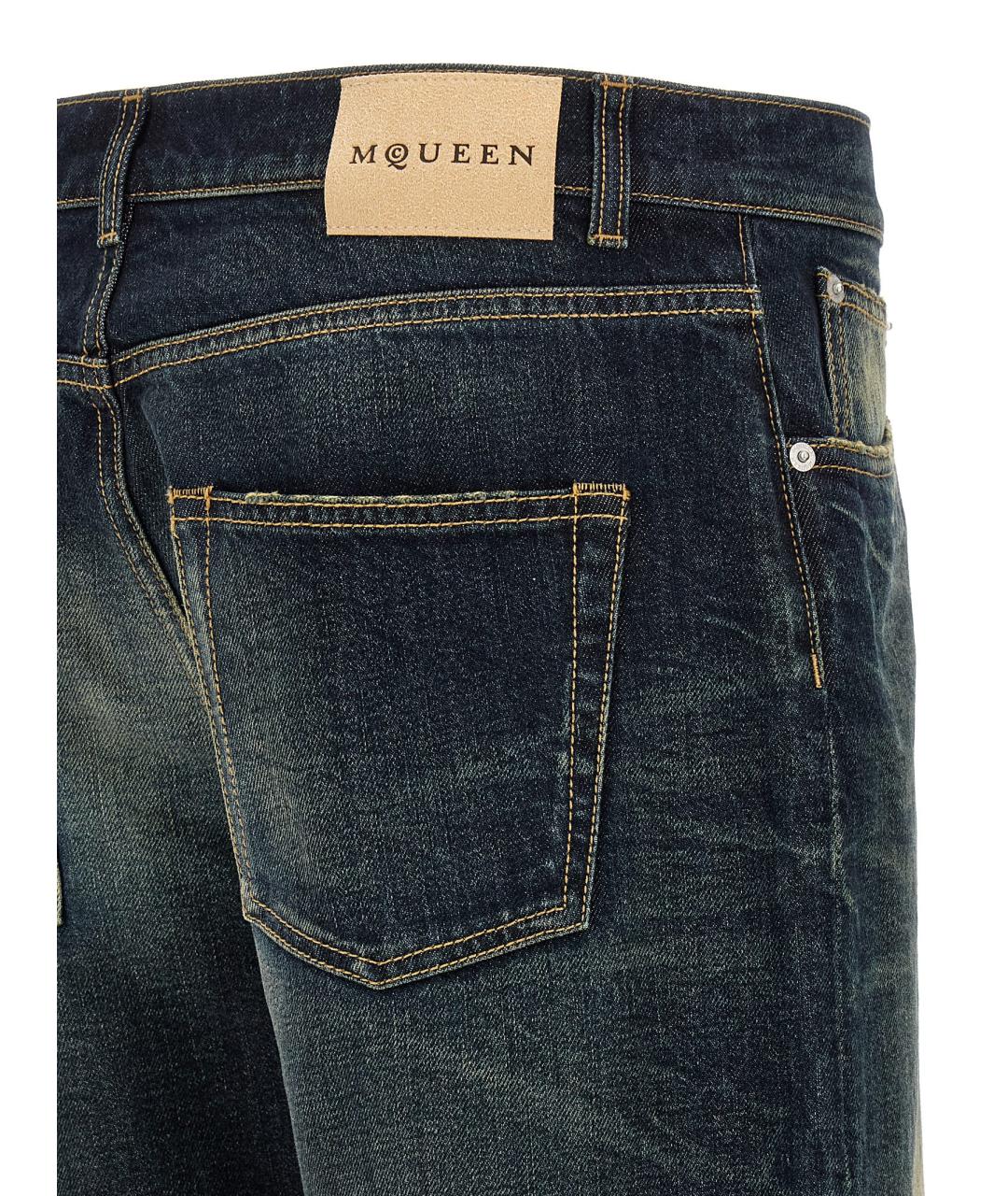 ALEXANDER MCQUEEN Синие хлопковые прямые джинсы, фото 4
