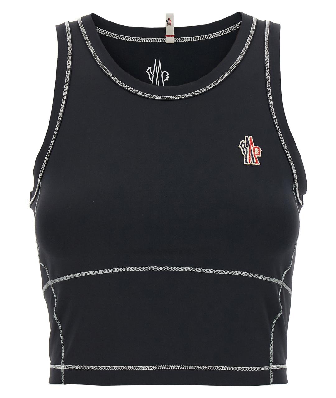 MONCLER GRENOBLE Черная полиамидовая майка, фото 1