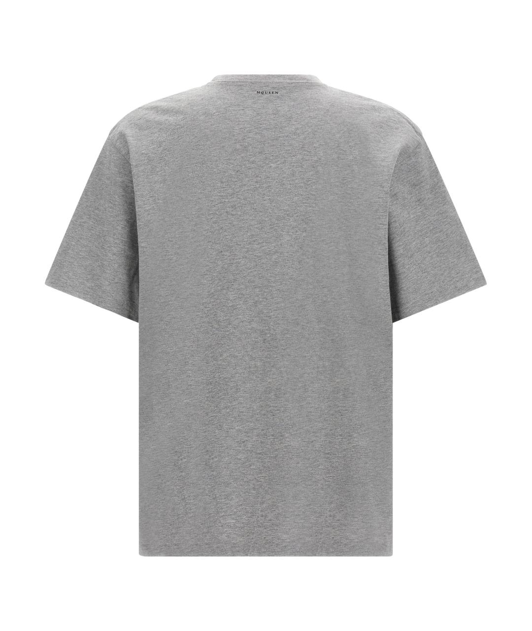 ALEXANDER MCQUEEN Серая хлопковая футболка, фото 2