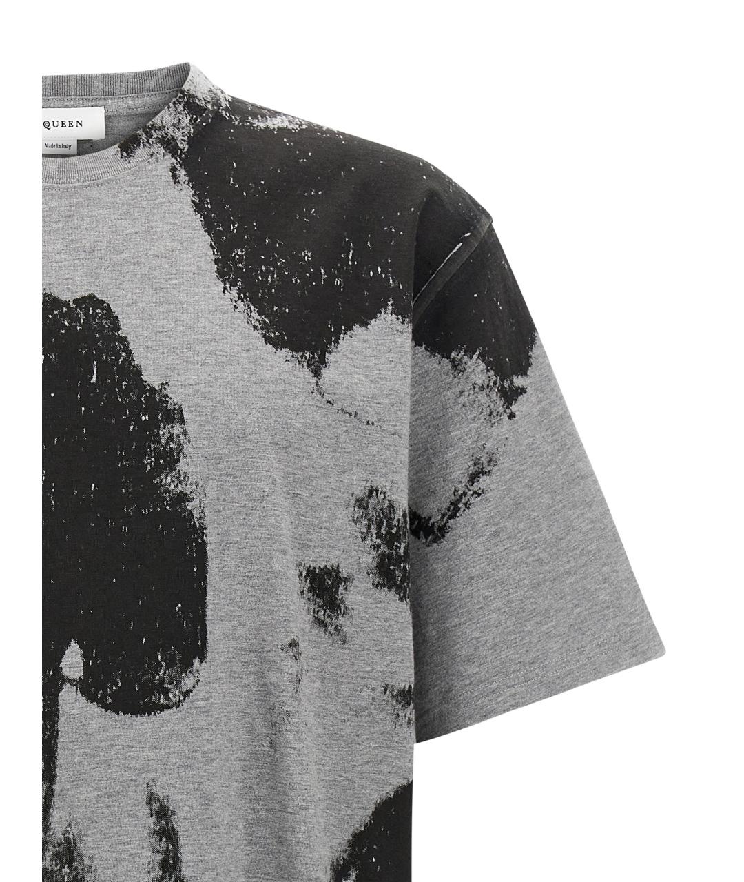 ALEXANDER MCQUEEN Серая хлопковая футболка, фото 3