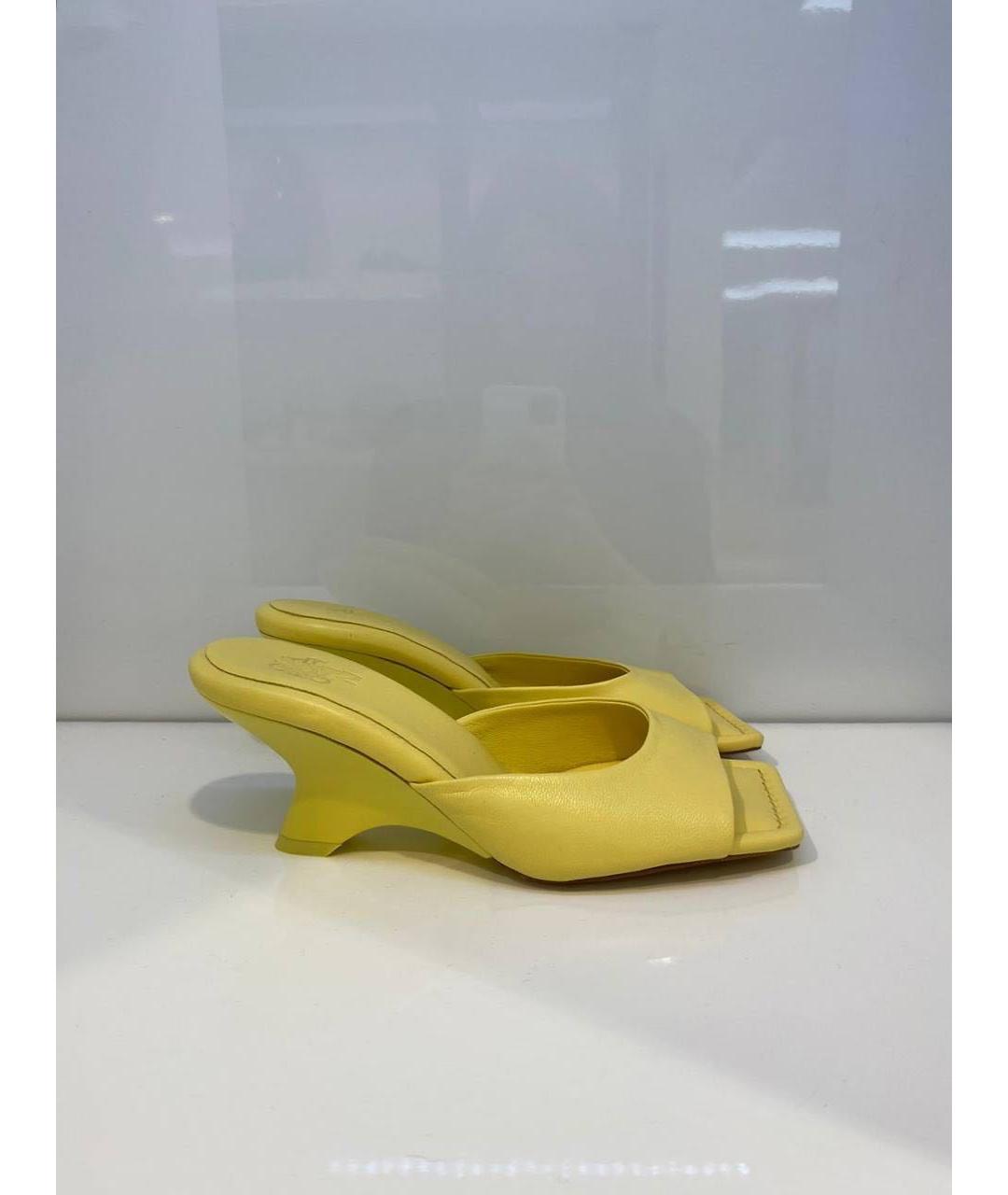 GIABORGHINI Желтые кожаные мюли, фото 4