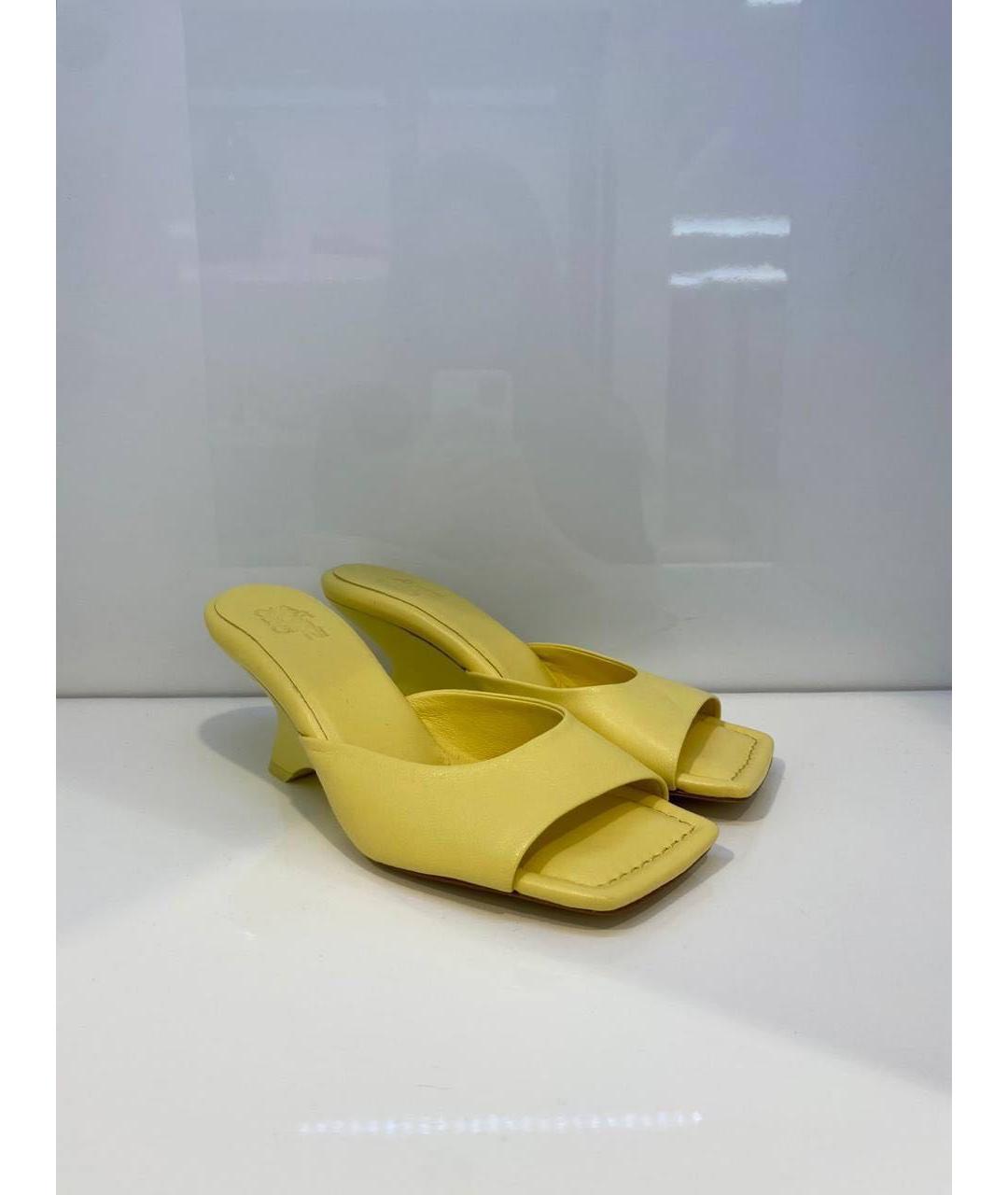 GIABORGHINI Желтые кожаные мюли, фото 3