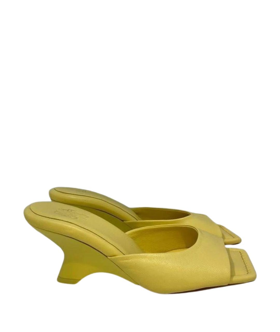 GIABORGHINI Желтые кожаные мюли, фото 1