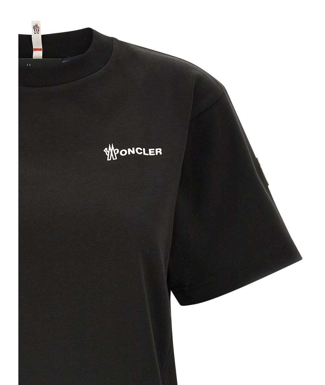 MONCLER GRENOBLE Черная хлопковая футболка, фото 2