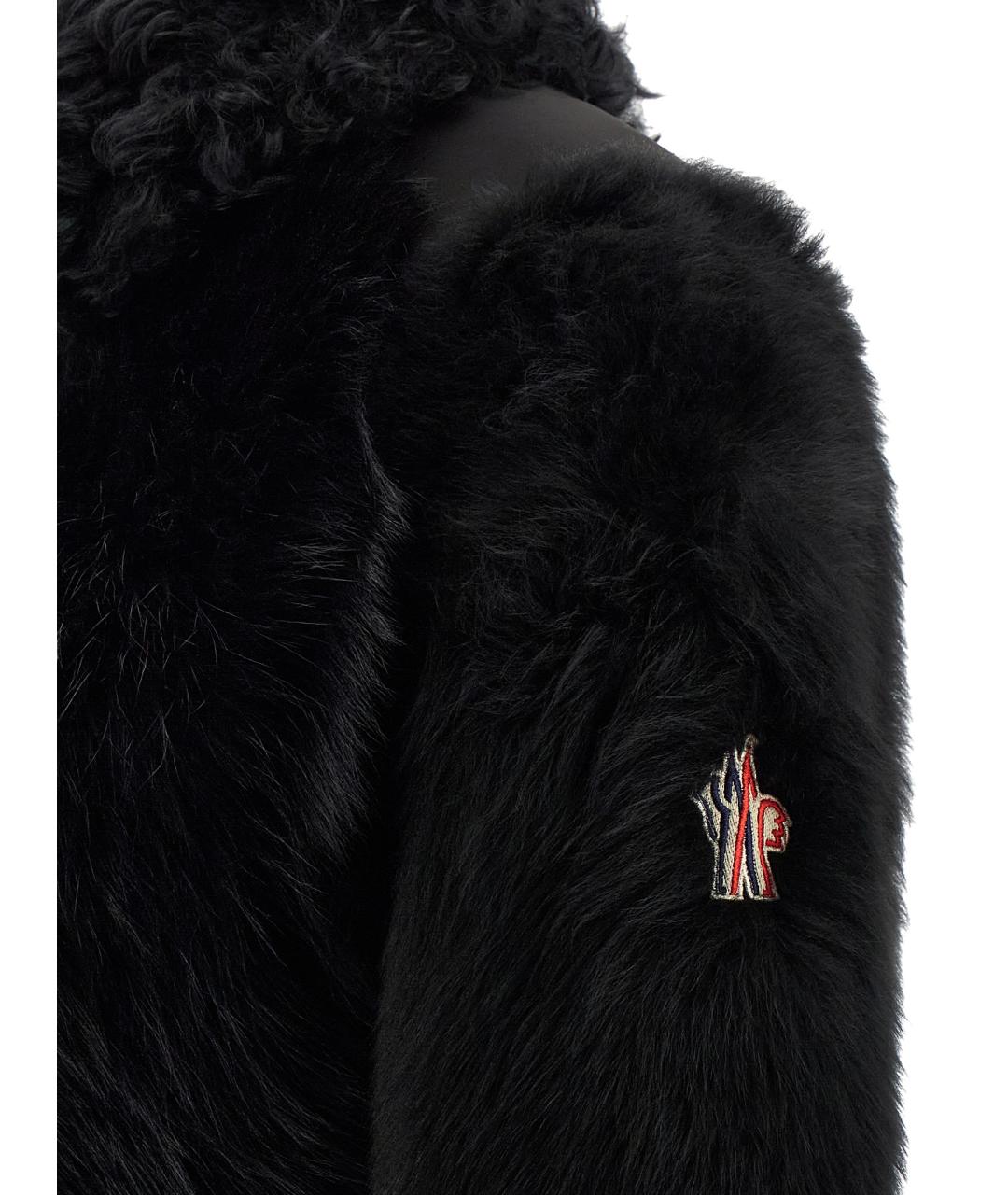 MONCLER GRENOBLE Черная полиэстеровая шуба, фото 4