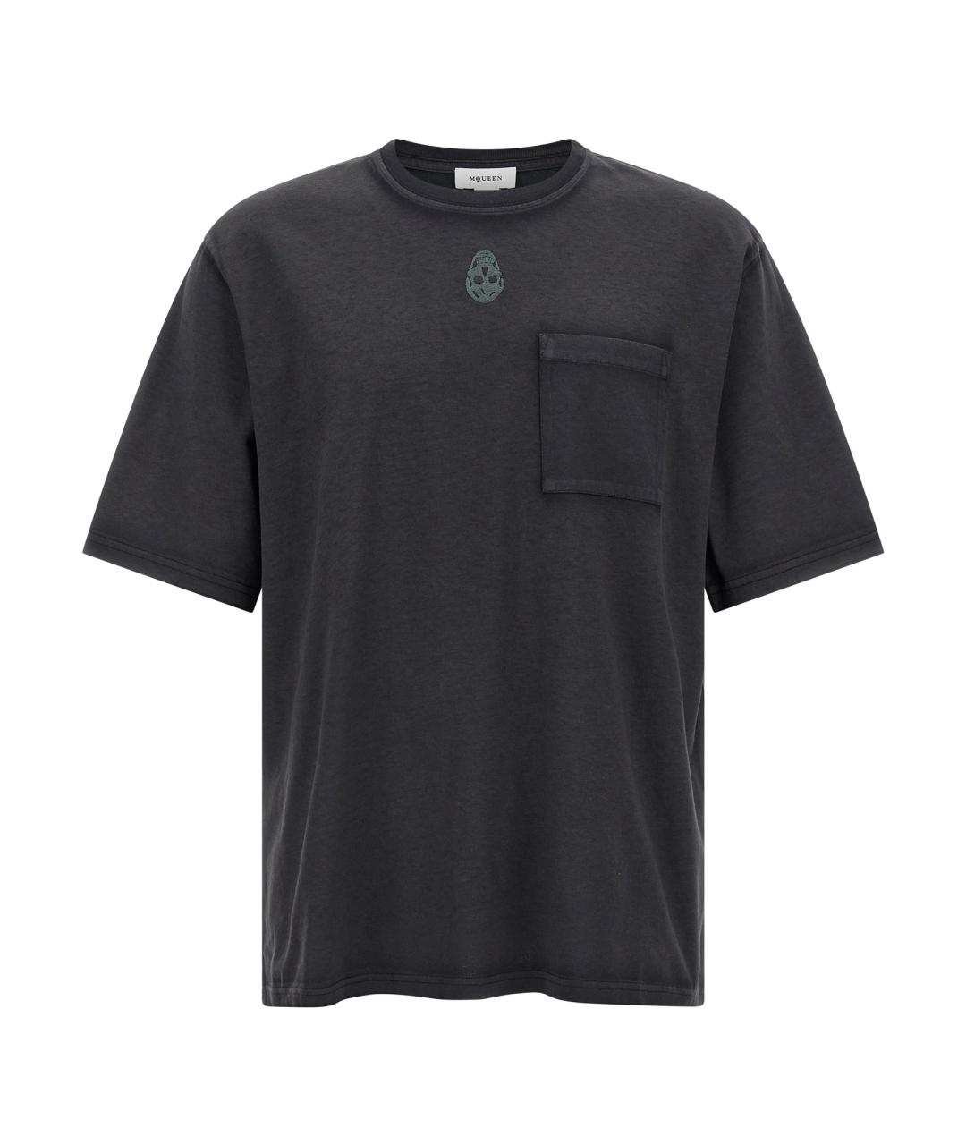 ALEXANDER MCQUEEN Черная хлопковая футболка, фото 1