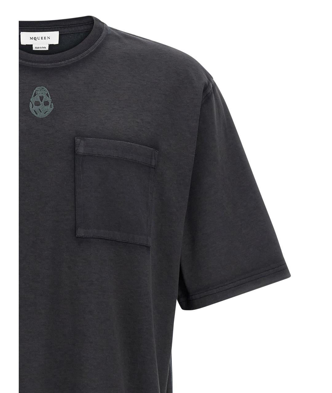 ALEXANDER MCQUEEN Черная хлопковая футболка, фото 3